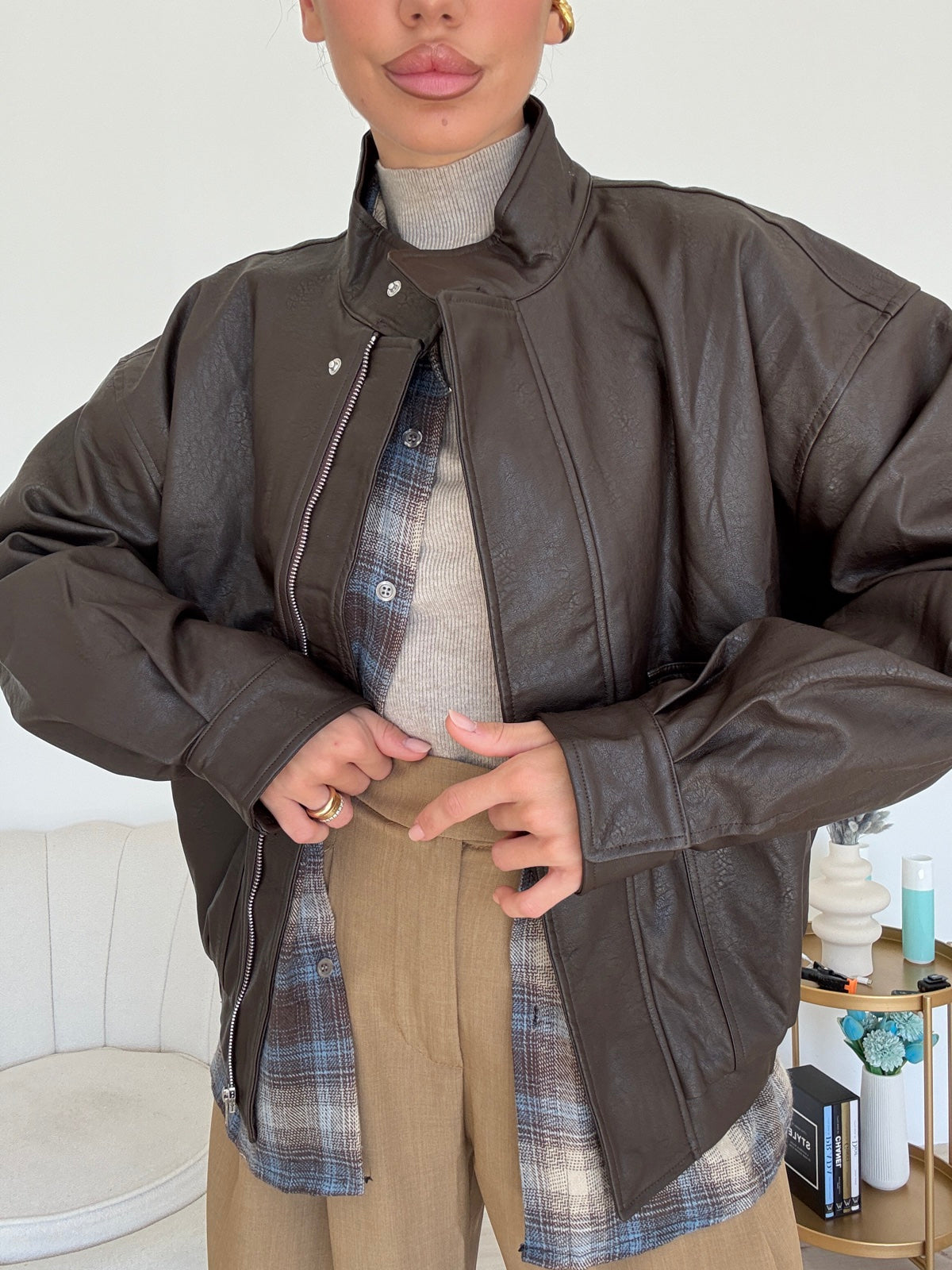 7353-BOMBER ECOPELLE CHOCO