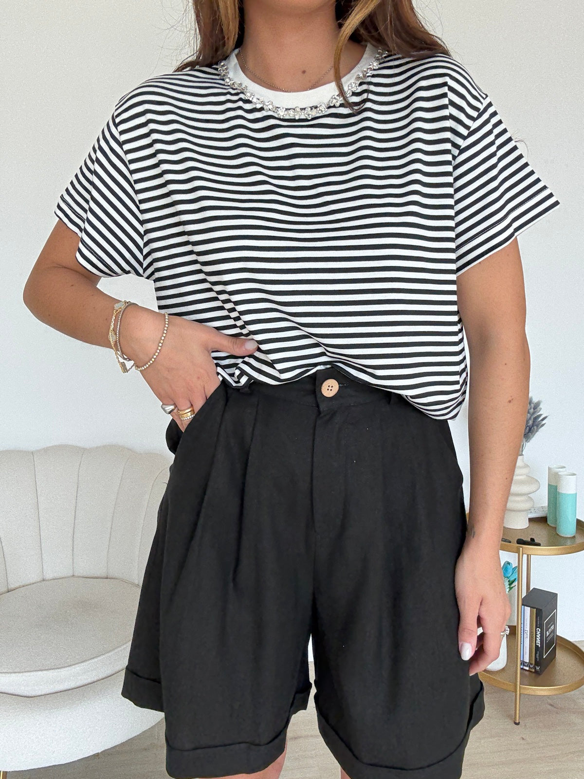 BERMUDA IN SIMIL LINO NERO