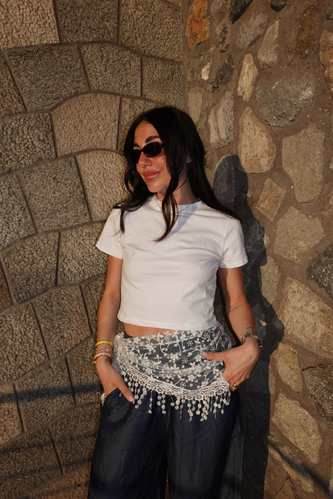 BJK-F32593-JEANS PALAZZO+FOULARD