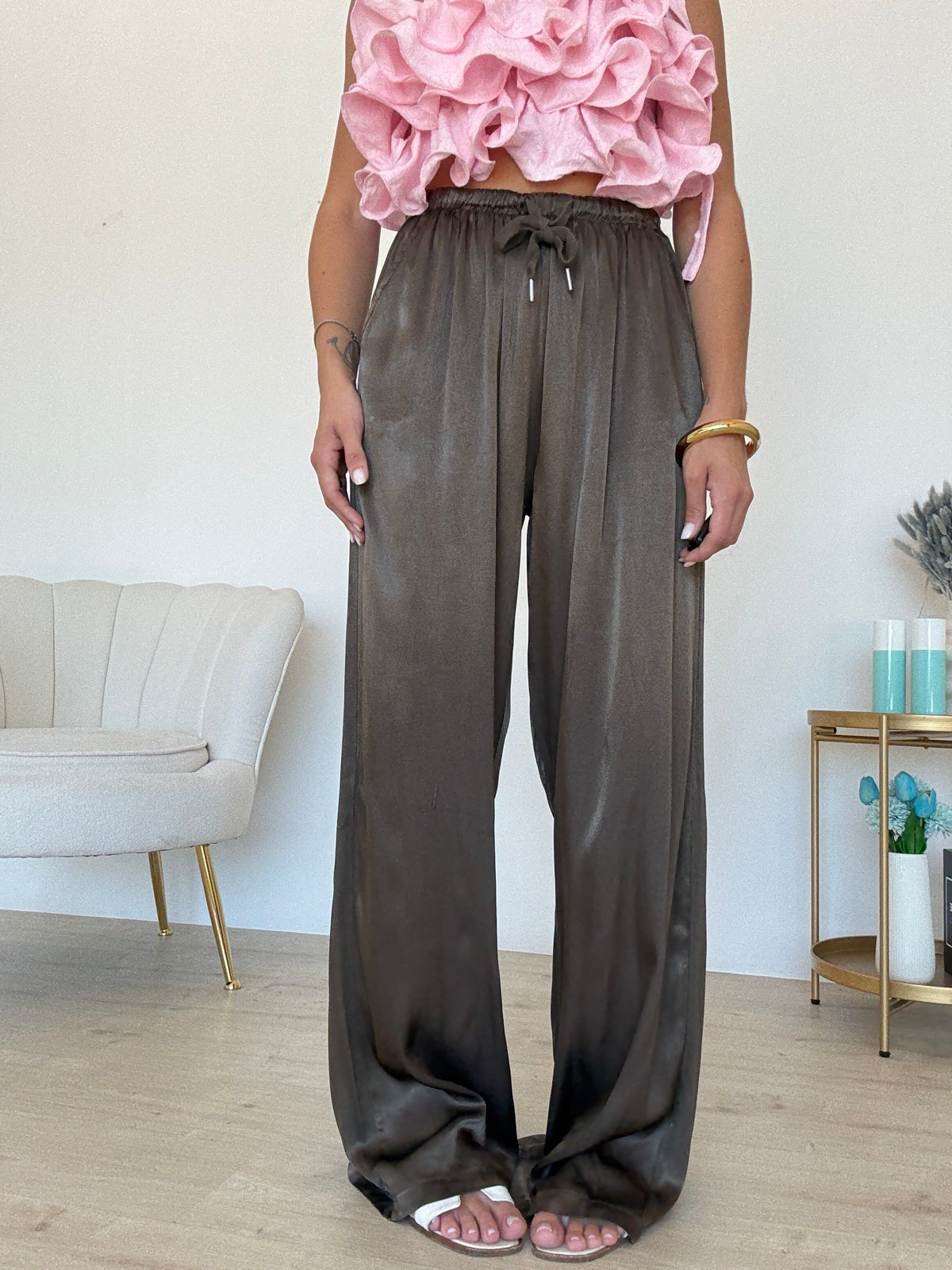 PANTALONE SATIN CHOCO