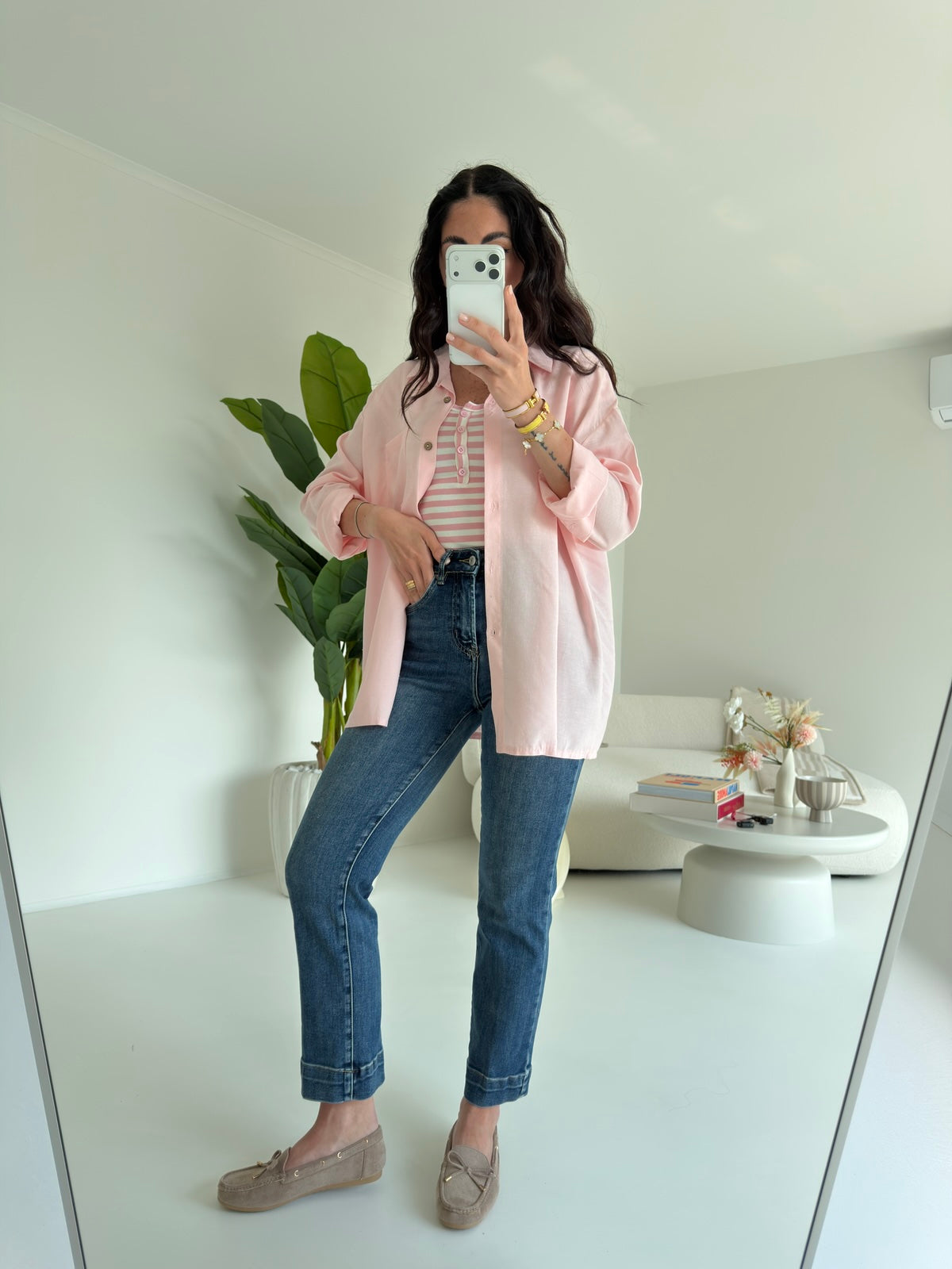 CAMICIA IN SIMIL LINO BABY PINK