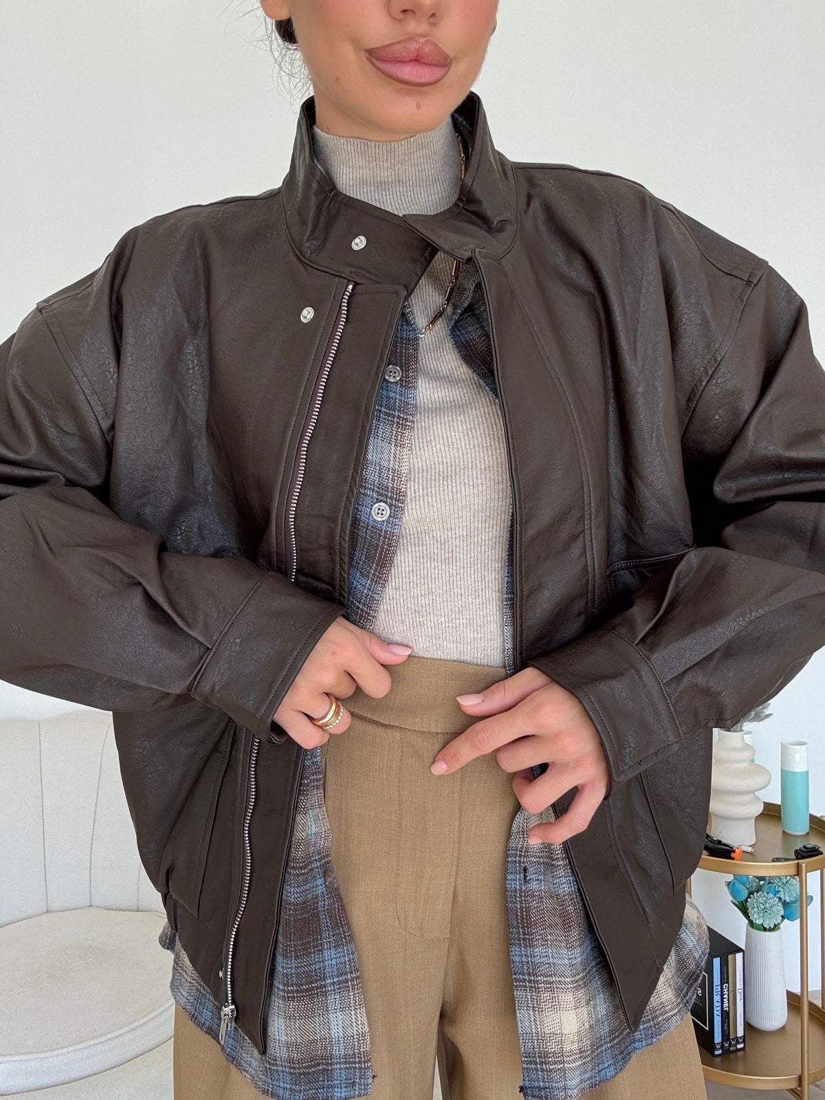 7353-BOMBER ECOPELLE CHOCO