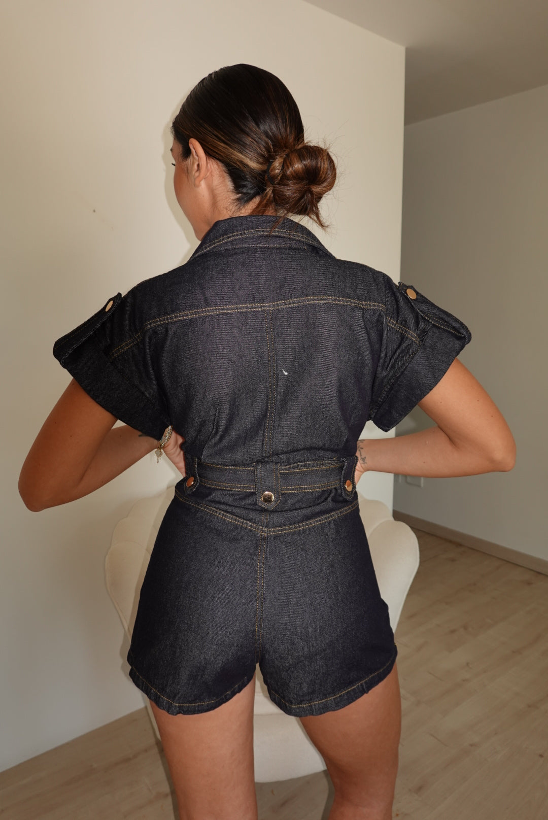 19225-MINI JUMPSUIT IN DENIM VOGUE