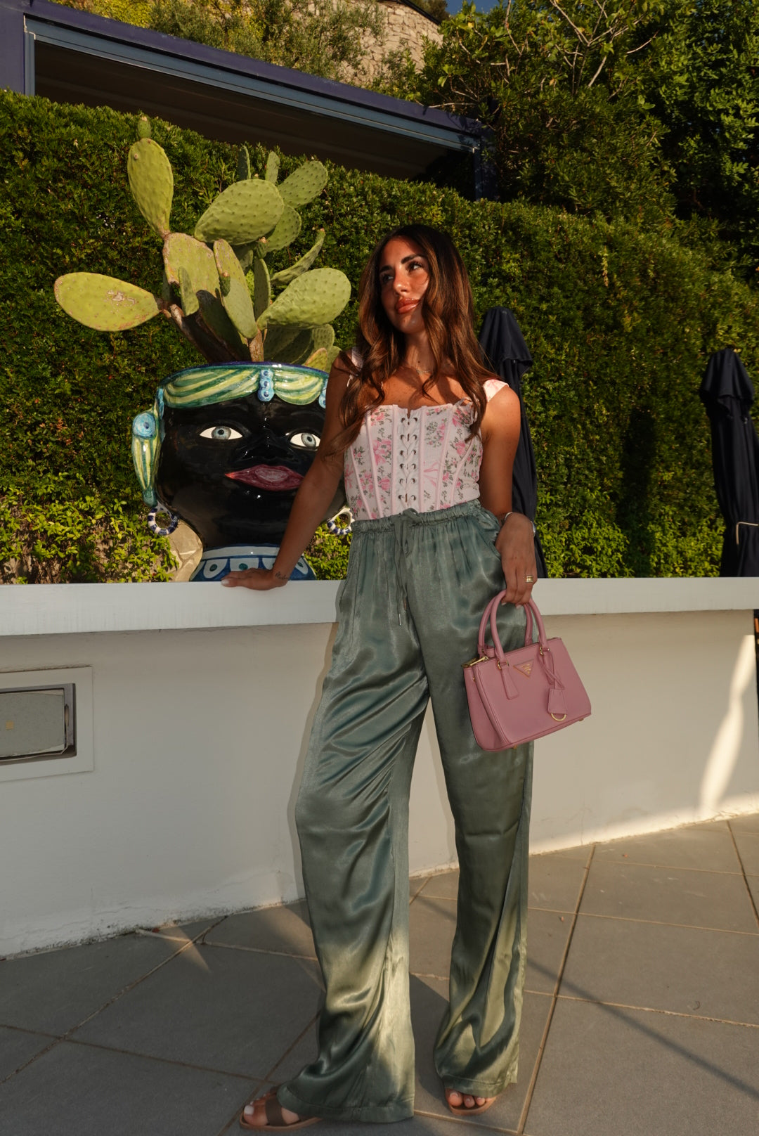 PANTALONE SATIN VERDE MILITARE