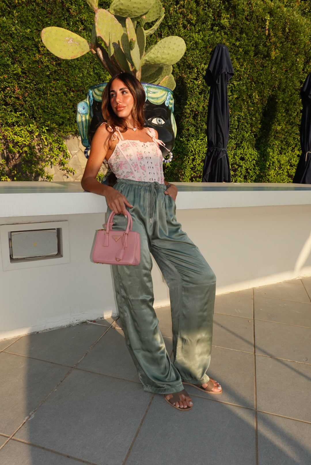 PANTALONE SATIN VERDE MILITARE