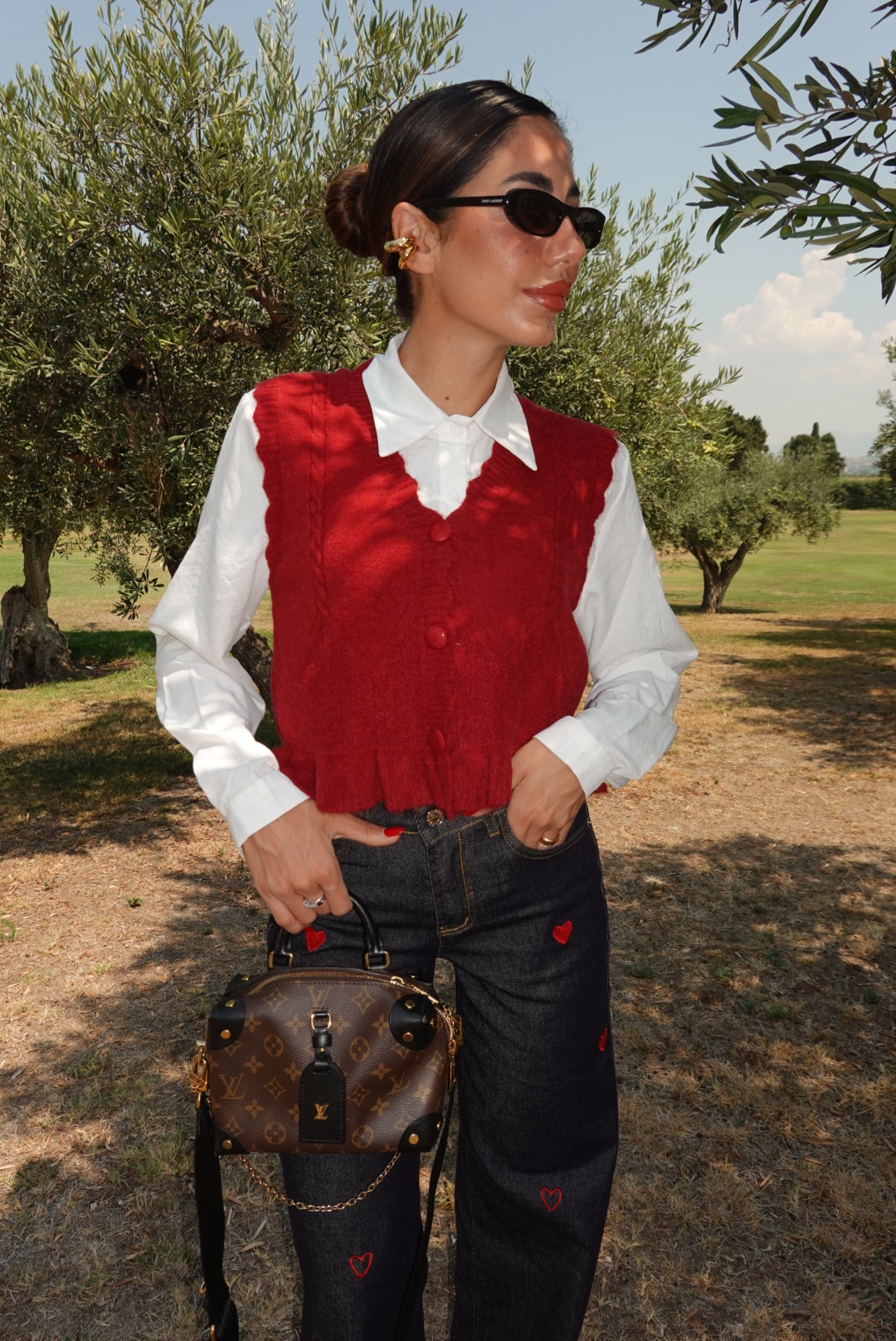 8313-CAMICIA+GILET ARYA BORDEAUX