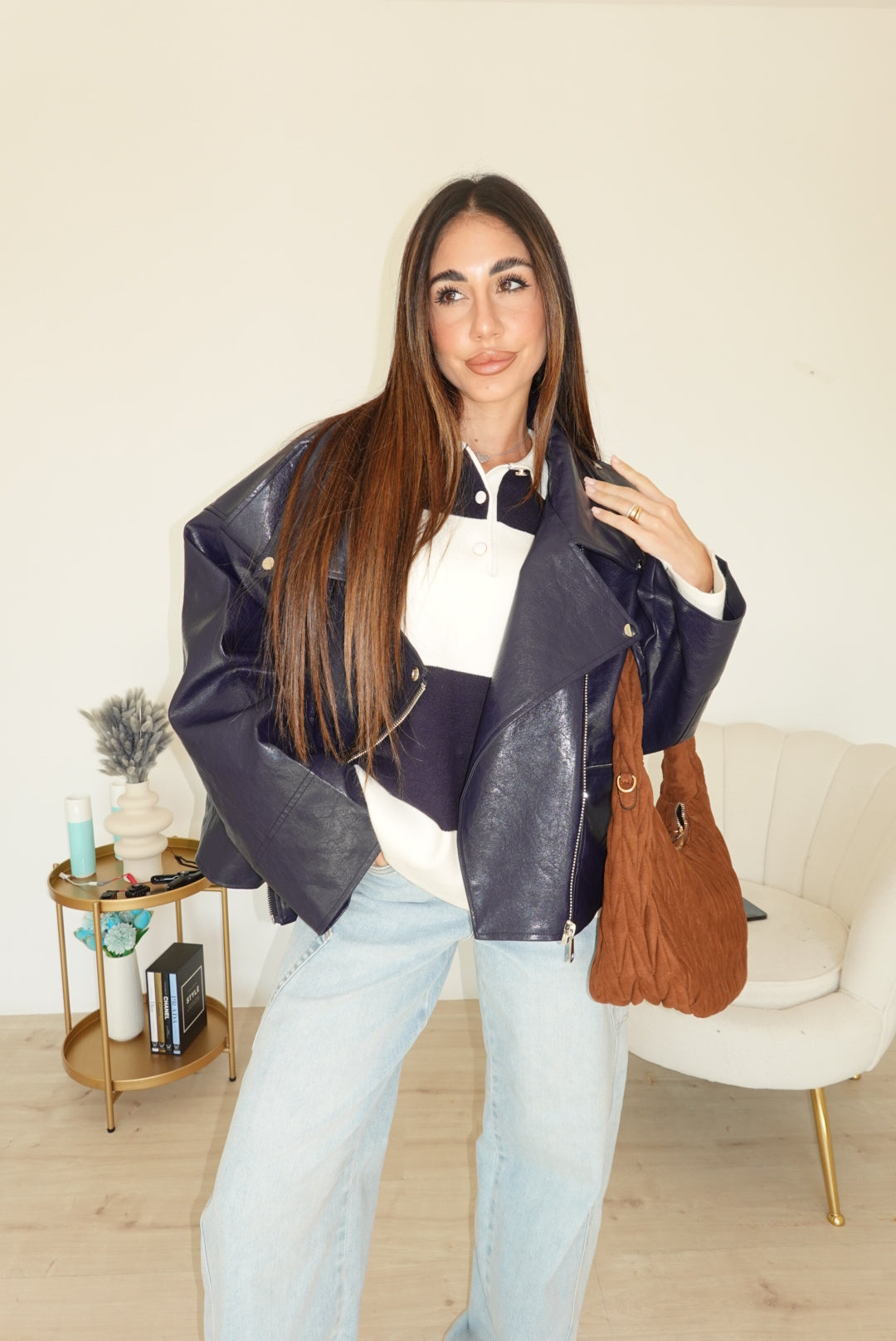 PU8020-1-BIKER ECOPELLE NAVY