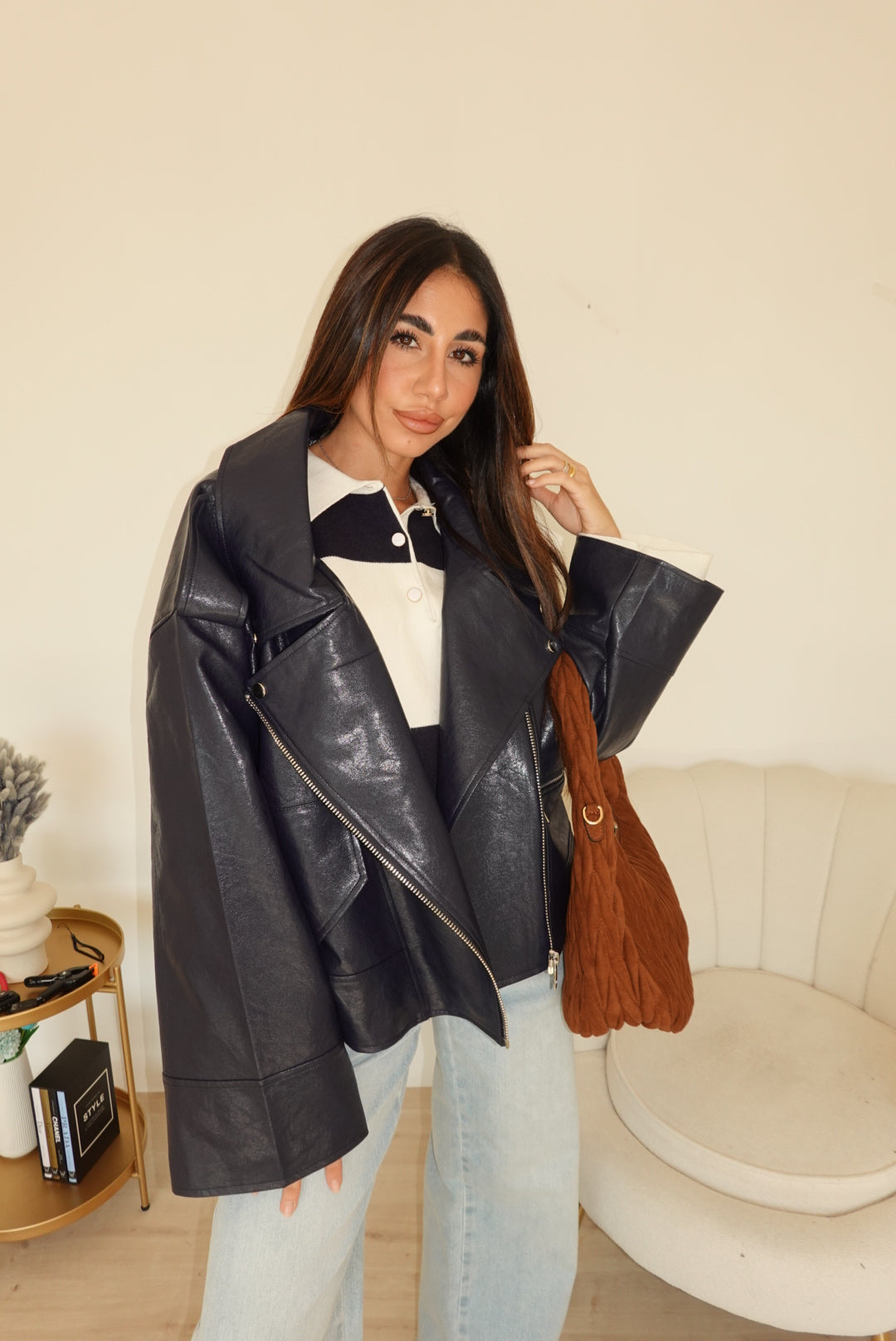 PU8020-1-BIKER ECOPELLE NAVY
