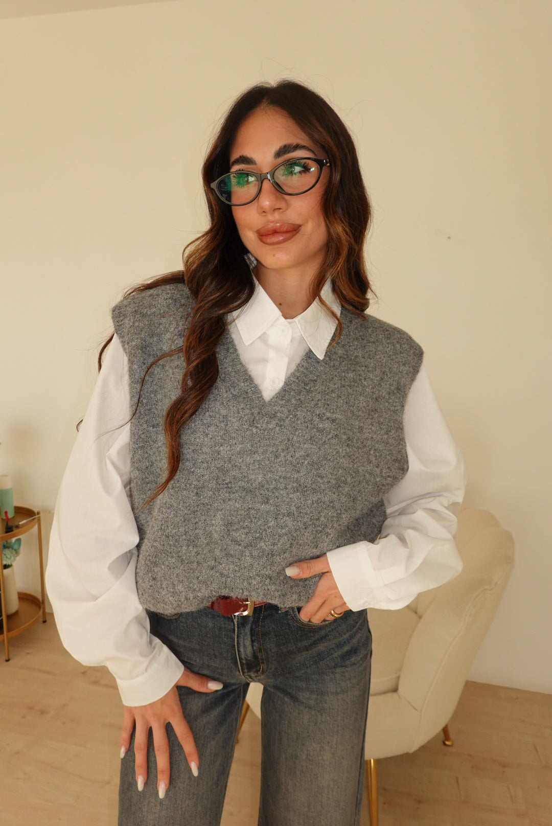 C2432-GILET+CAMICIA ILARY GREY