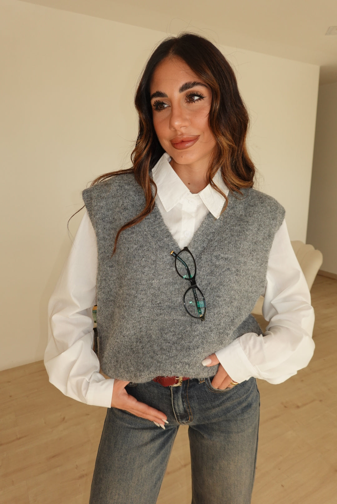 C2432-GILET+CAMICIA ILARY GREY