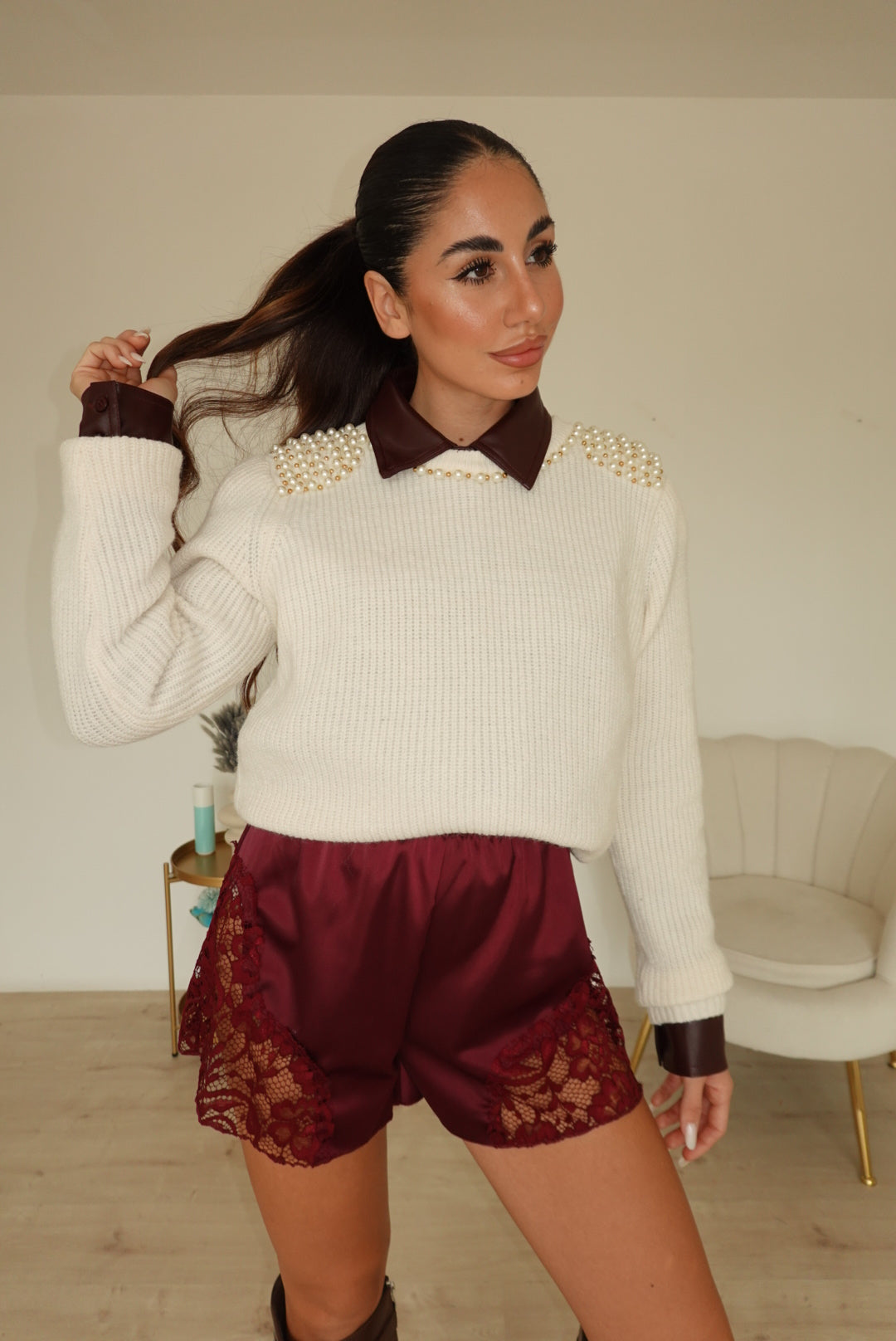 SHORT TESLA BORDEAUX