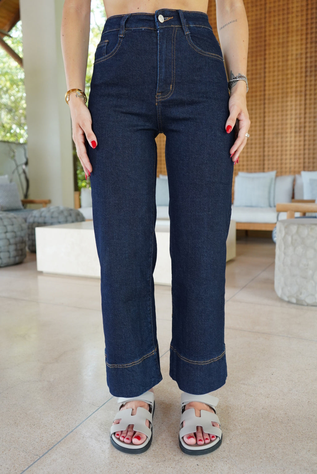 Y16039-T-JEANS PALAZZO CROP LAVAGGIO ZERO