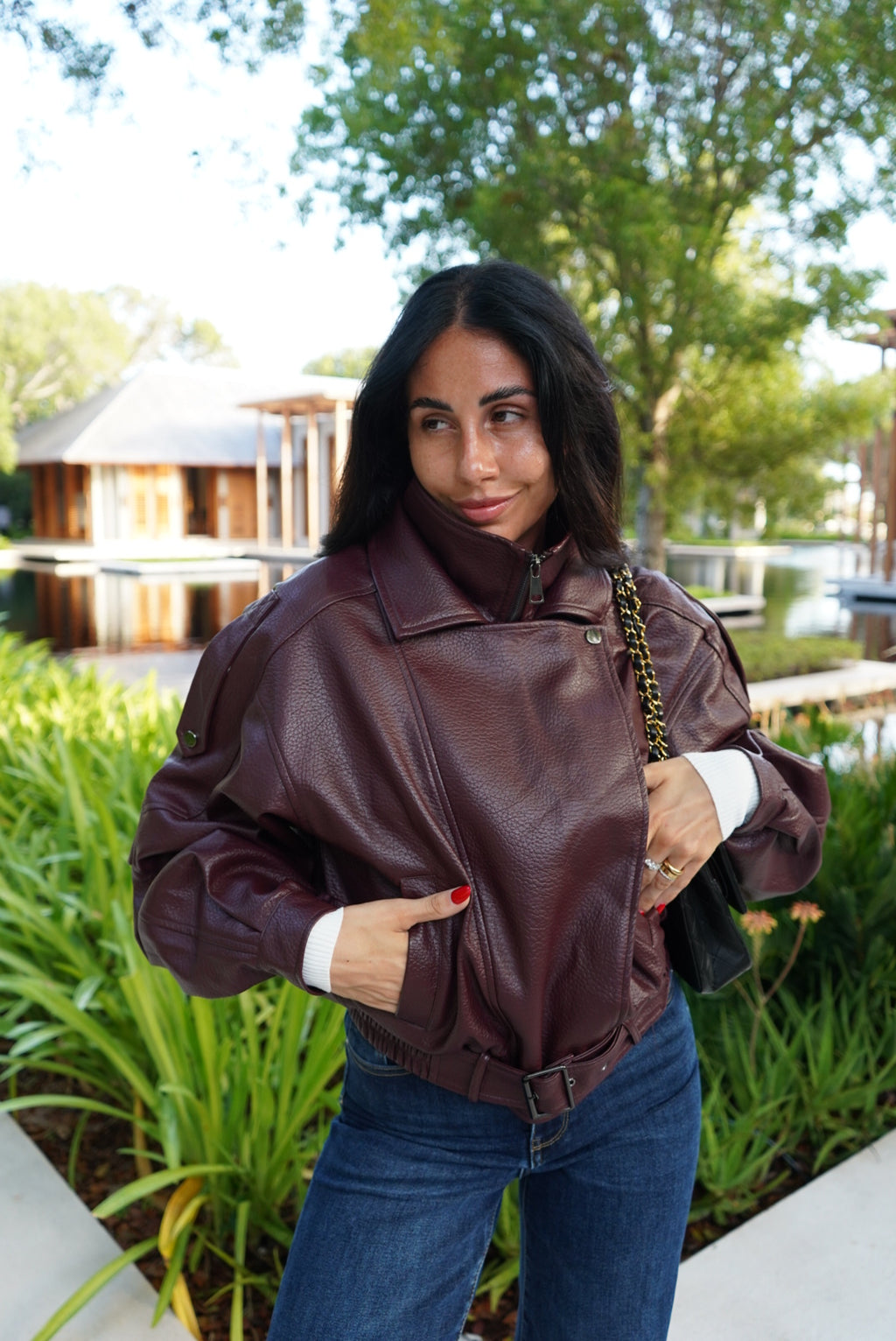 DD73-C-BIKER EVERGREEN BORDEAUX