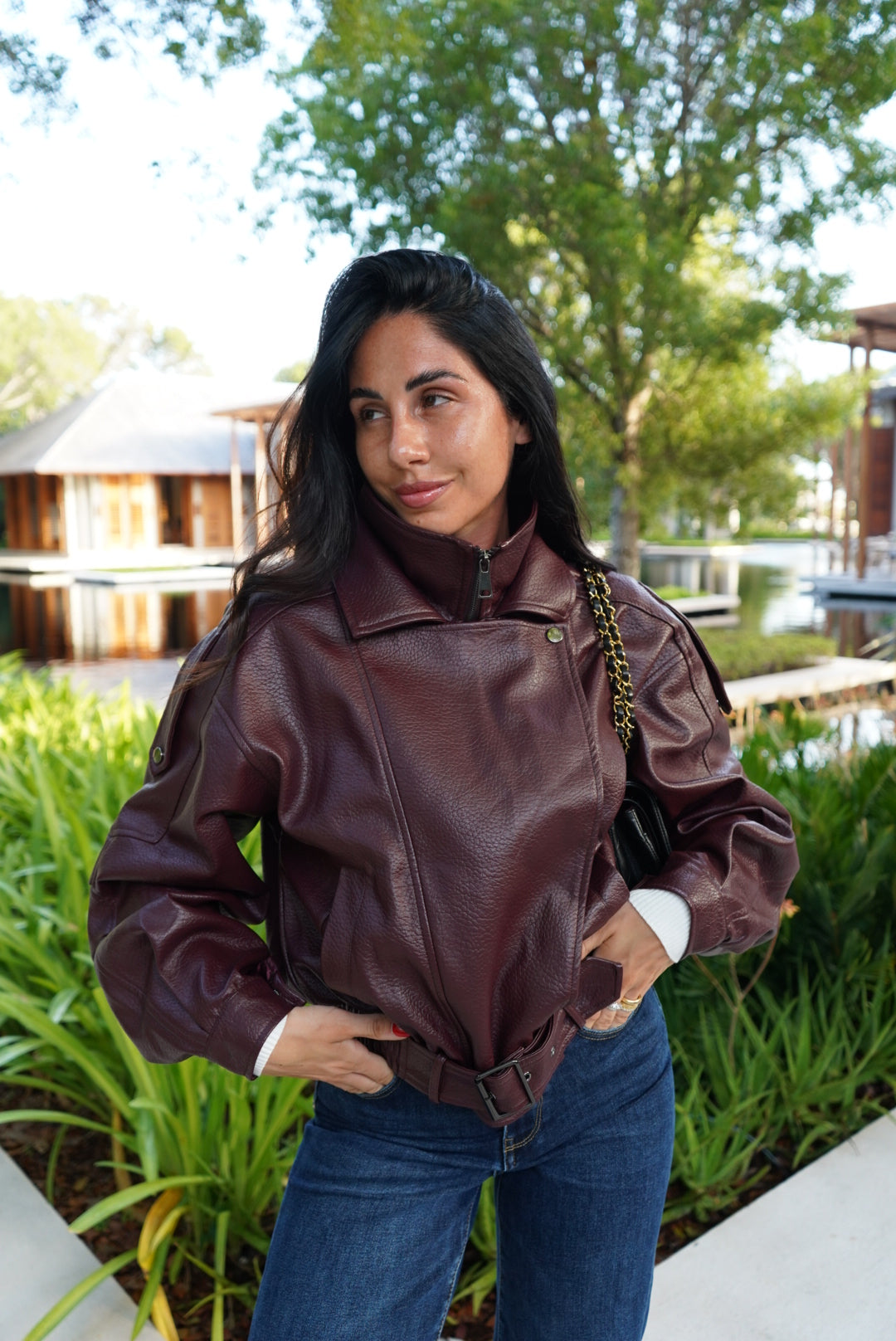 DD73-C-BIKER EVERGREEN BORDEAUX
