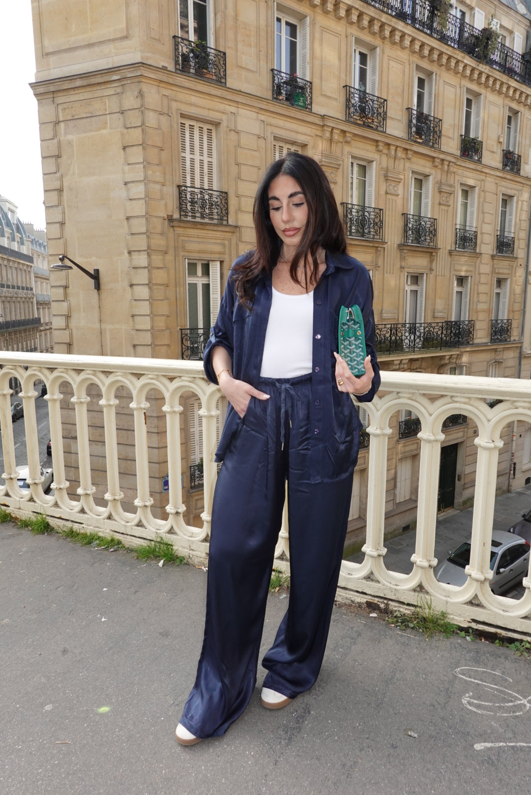 PANTALONE SATIN NAVY