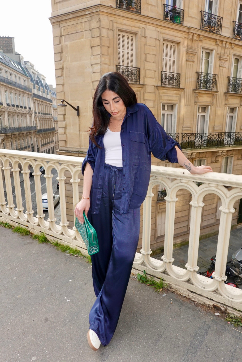 PANTALONE SATIN NAVY