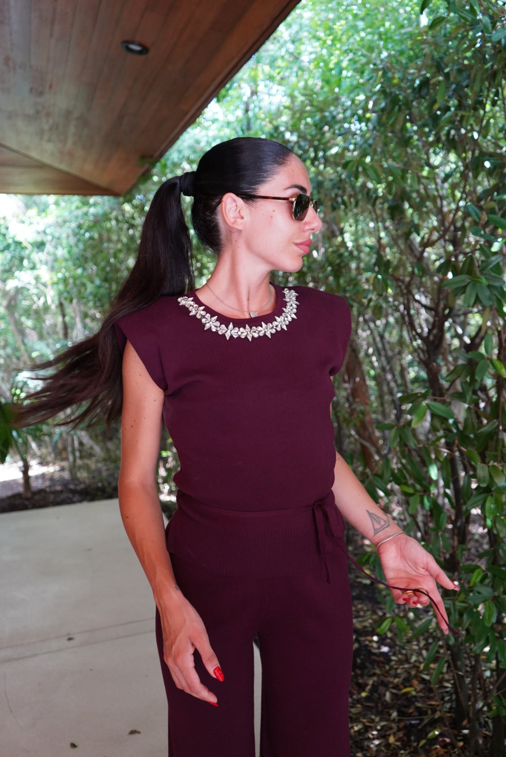7877-COORDINATO JEWELS WINE