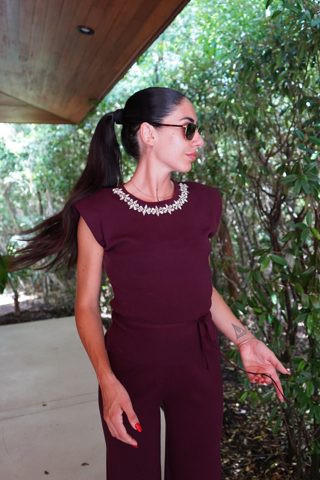 7877-COORDINATO JEWELS WINE