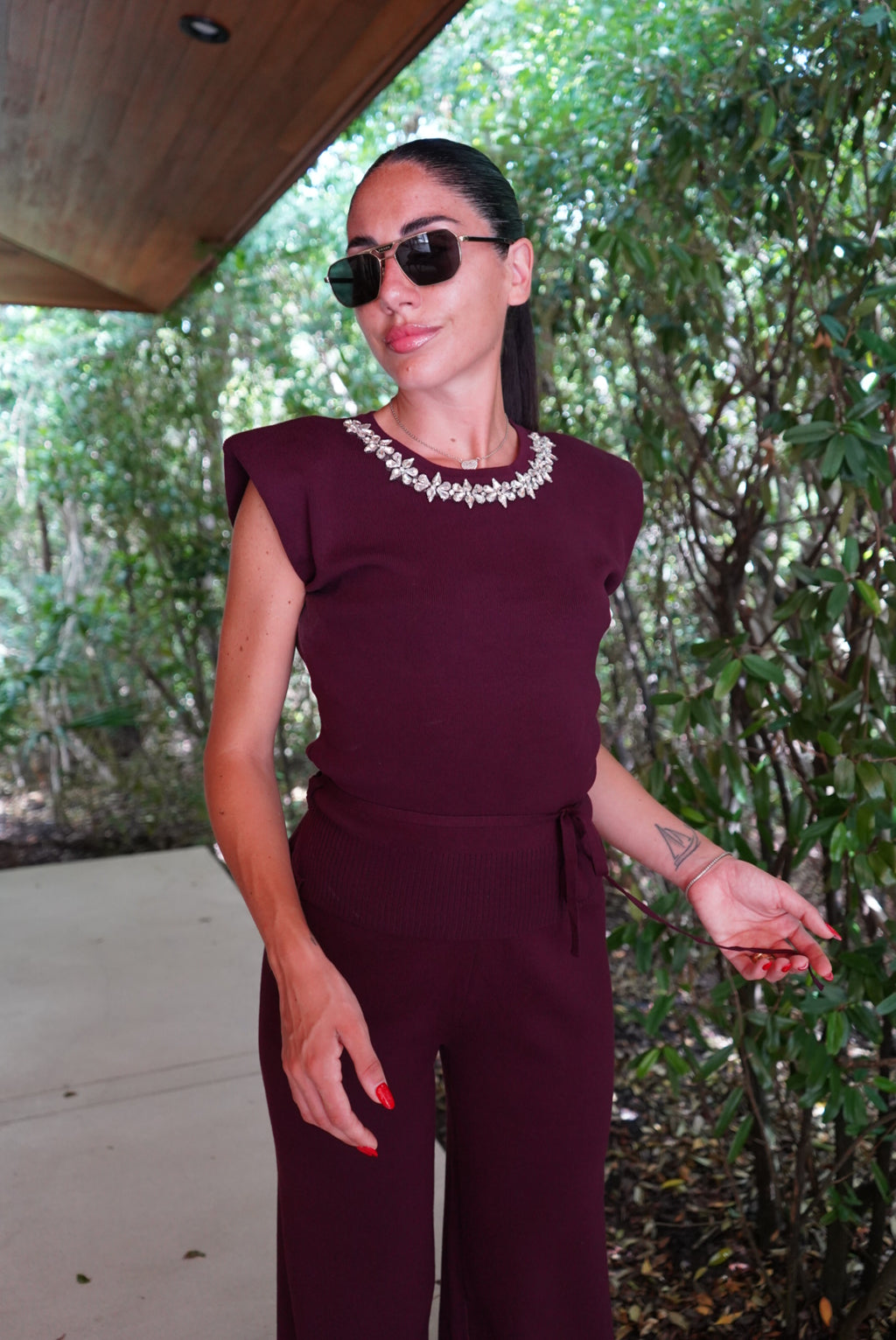 7877-COORDINATO JEWELS WINE