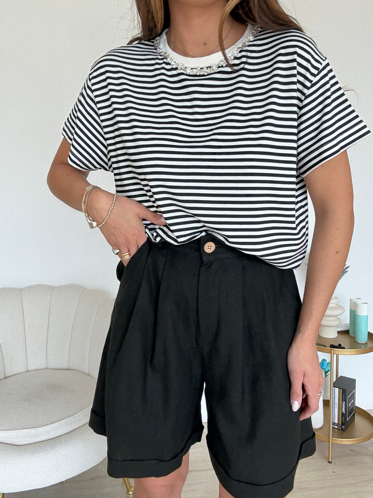 BERMUDA IN SIMIL LINO NERO