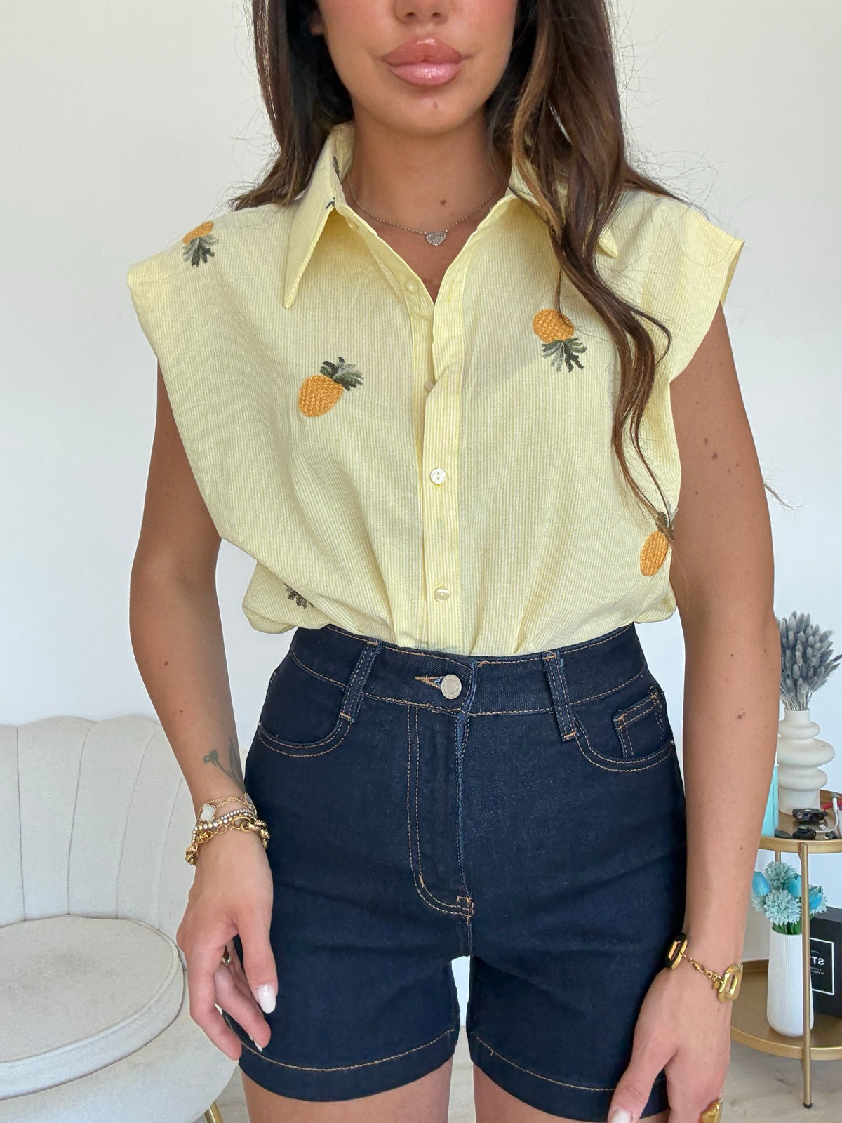 CH2965-BLUSA PINEAPPLE