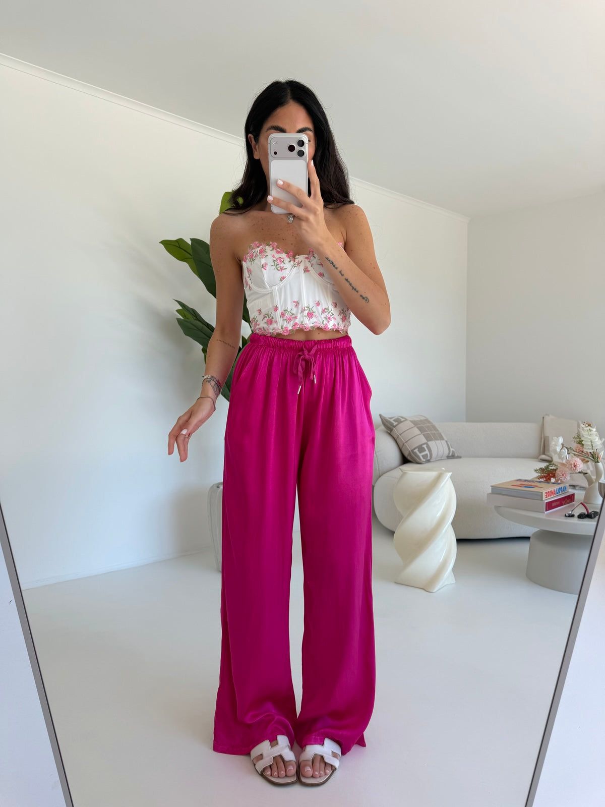PANTALONE SATIN FUCSIA