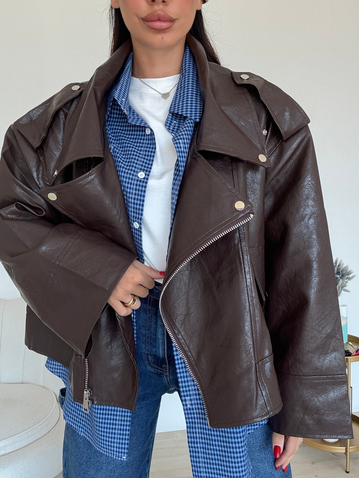PU8020-1-BIKER ECOPELLE CHOCO