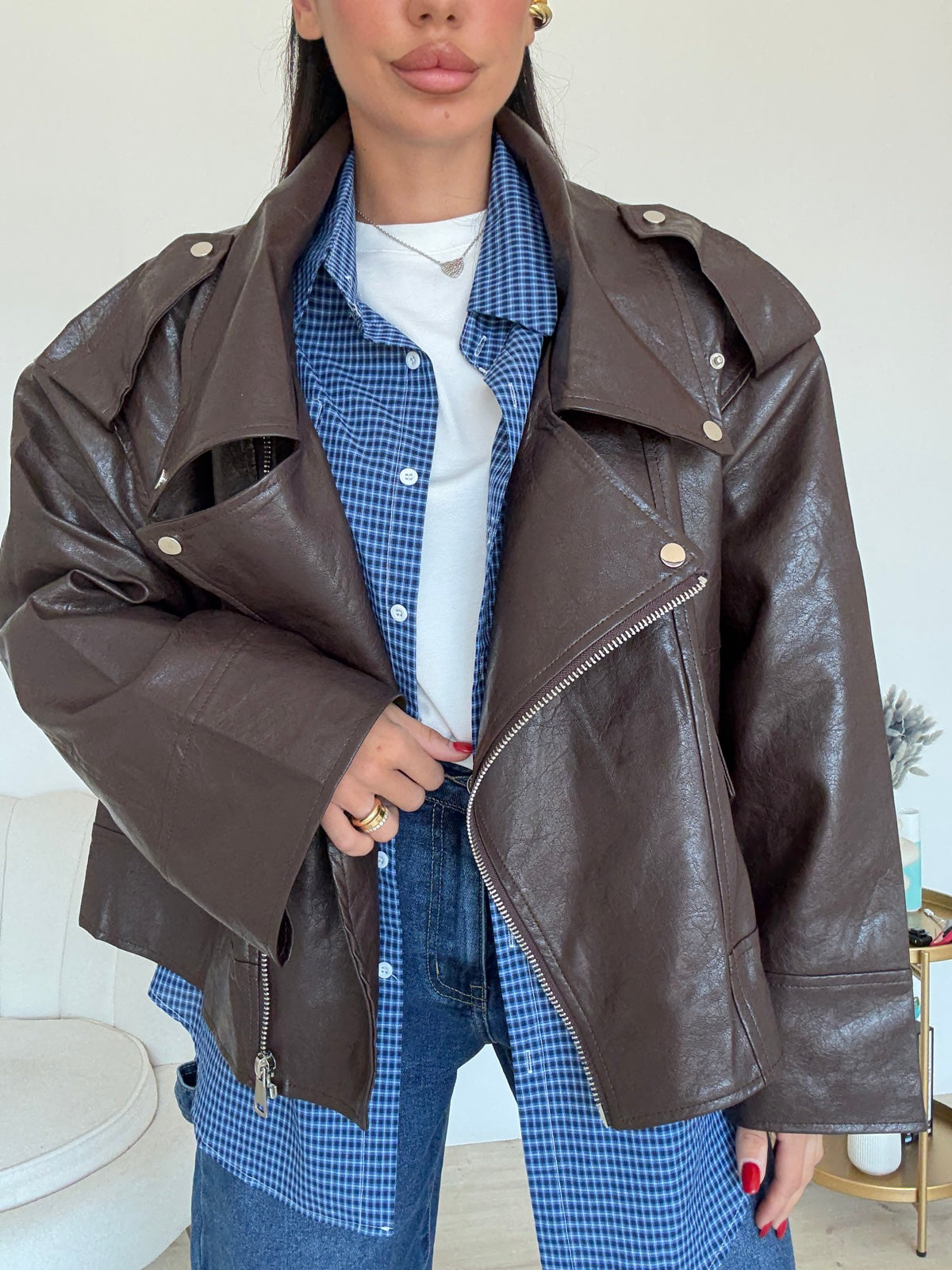 PU8020-1-BIKER ECOPELLE CHOCO