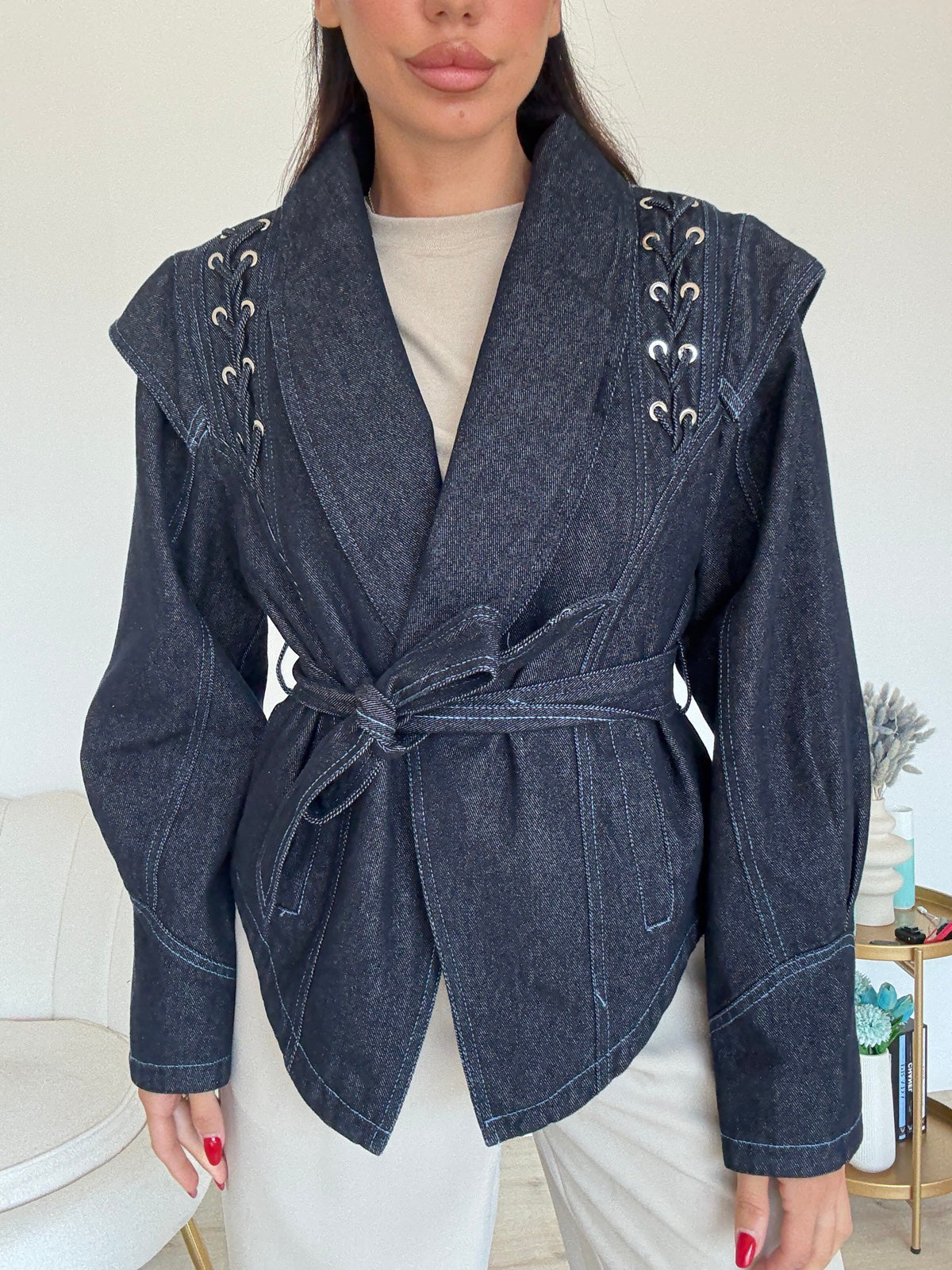 DA1066-GIACCA DENIM STRINGS