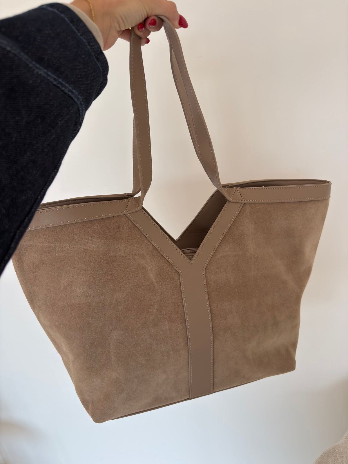 HELENA-SHOPPER IN SUEDE BURRO
