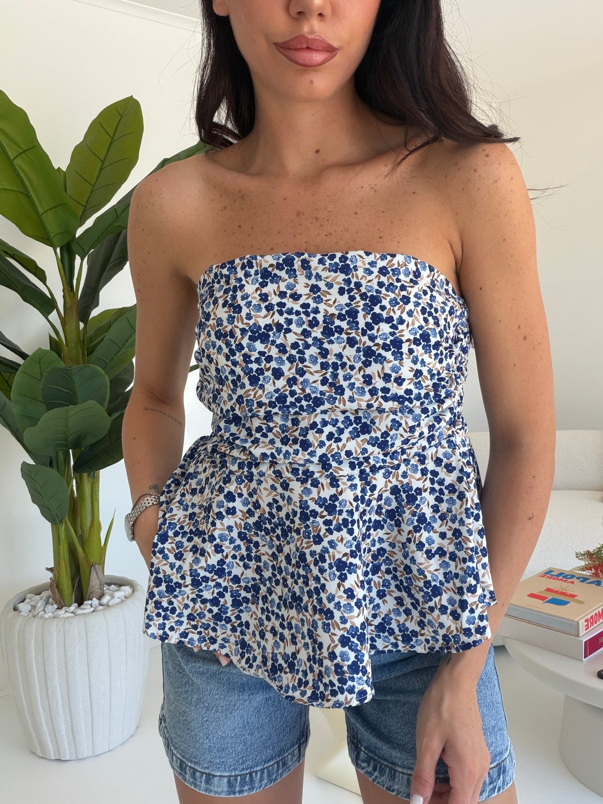 TOP BALZA FLOWER NAVY