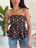 TOP BALZA FLOWER NERO