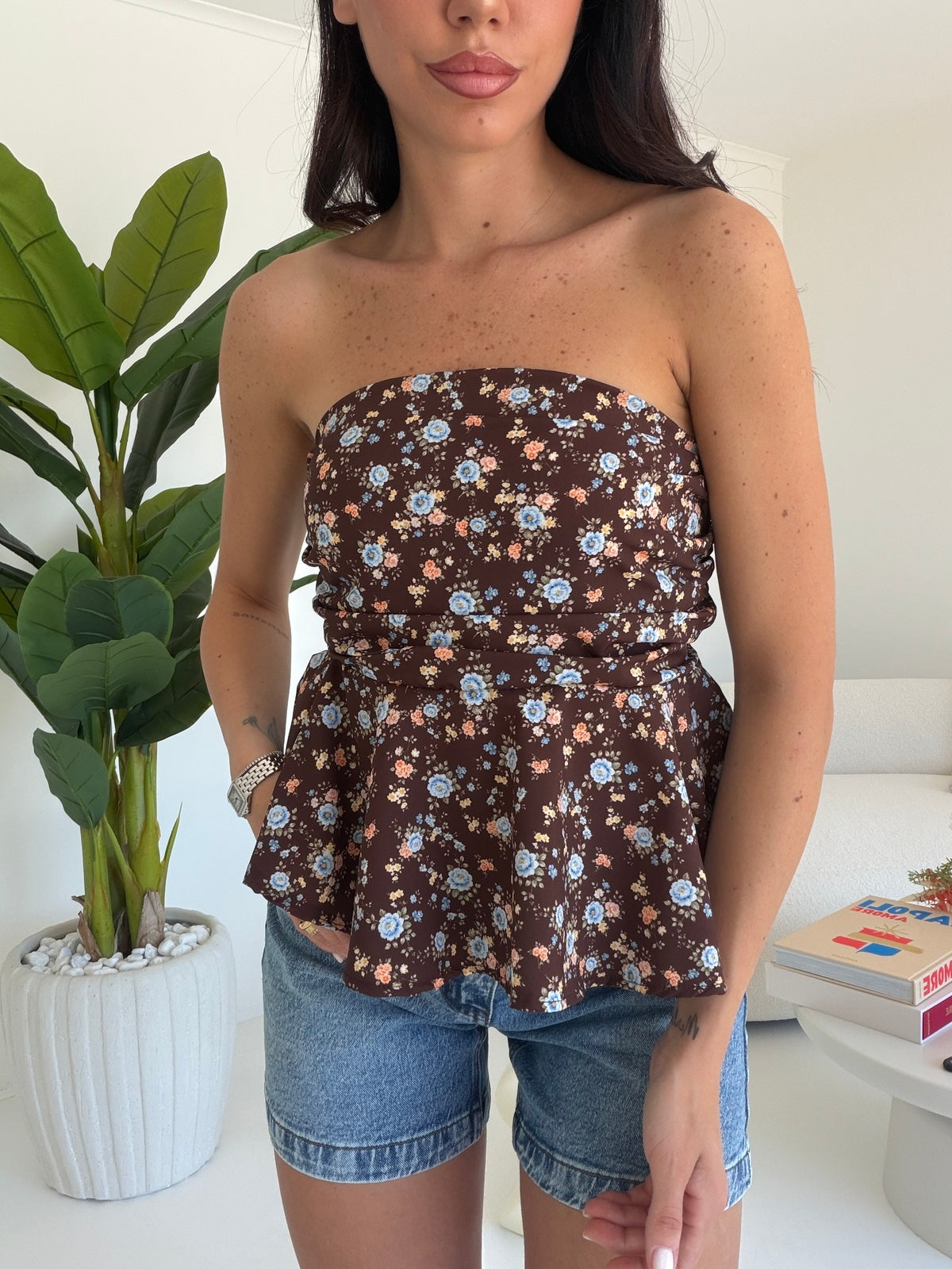 TOP BALZA FLOWER CHOCO