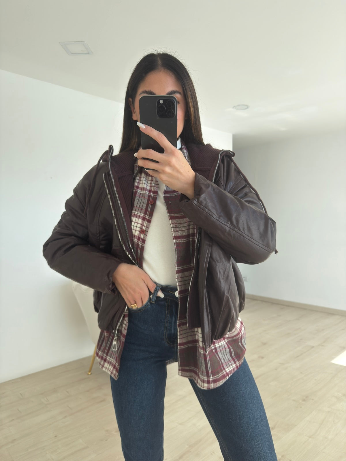 10173-BIKER ECOPELLE BORDEAUX CON CAPPUCCIO
