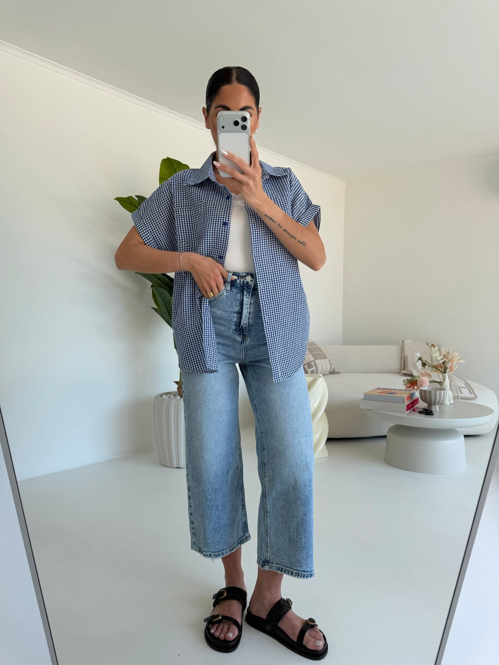 H3375-JEANS PALAZZO CROP DENIM
