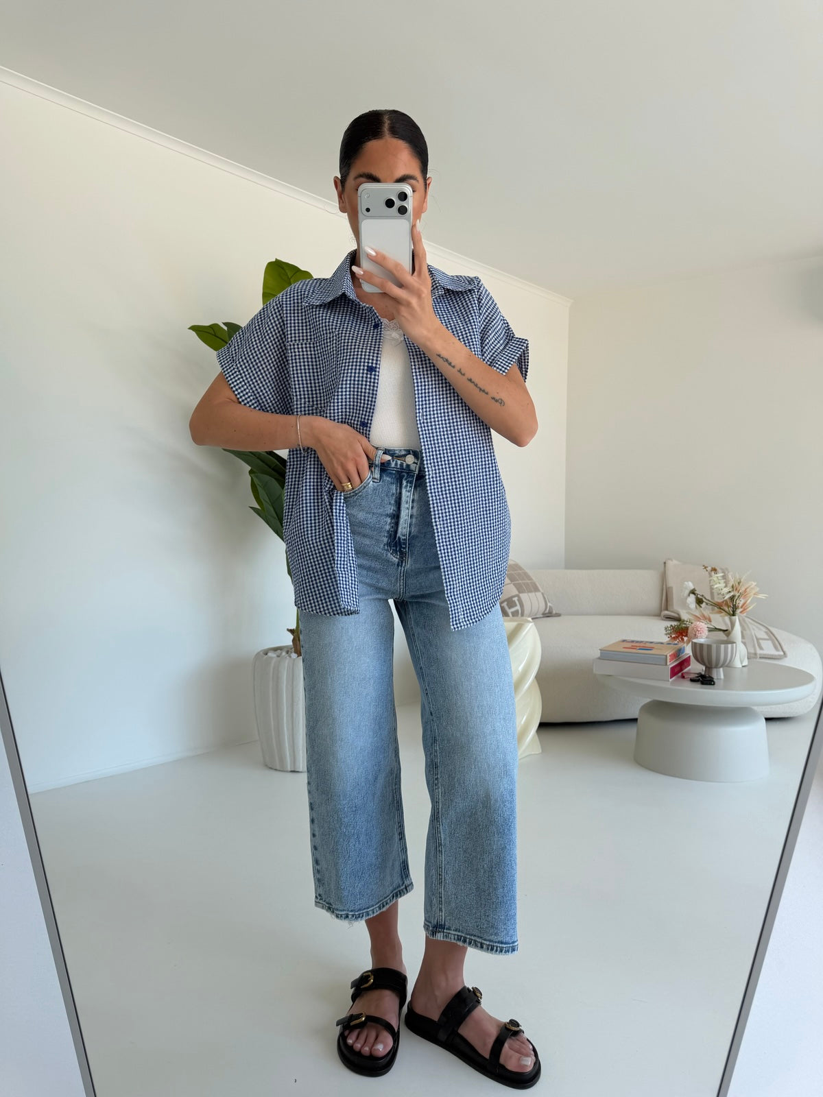 H3375-JEANS PALAZZO CROP DENIM