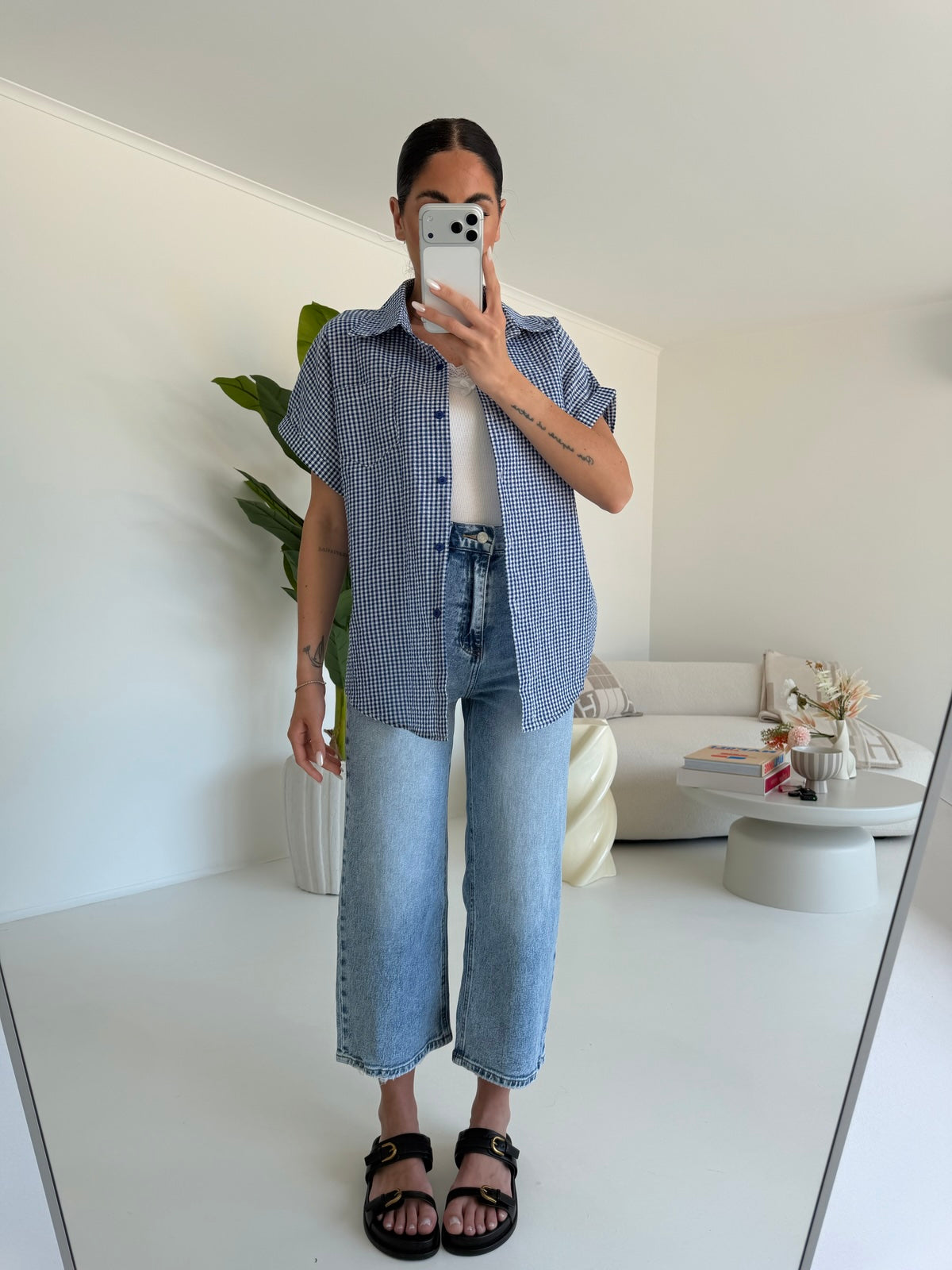 H3375-JEANS PALAZZO CROP DENIM