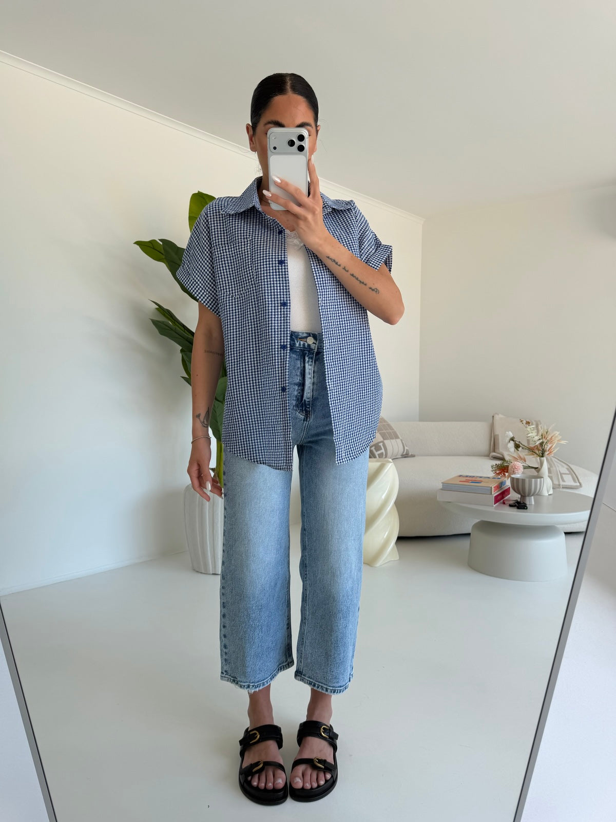 H3375-JEANS PALAZZO CROP DENIM