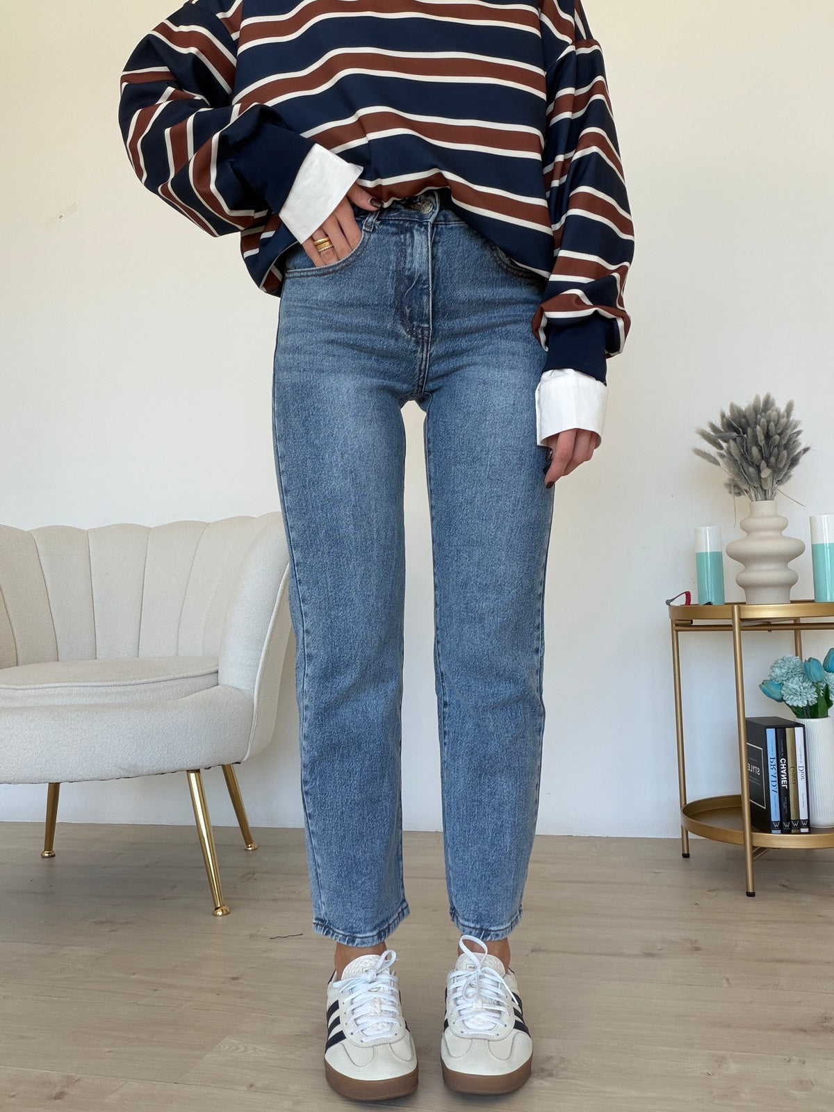Y5328-JEANS MOM MATCHY