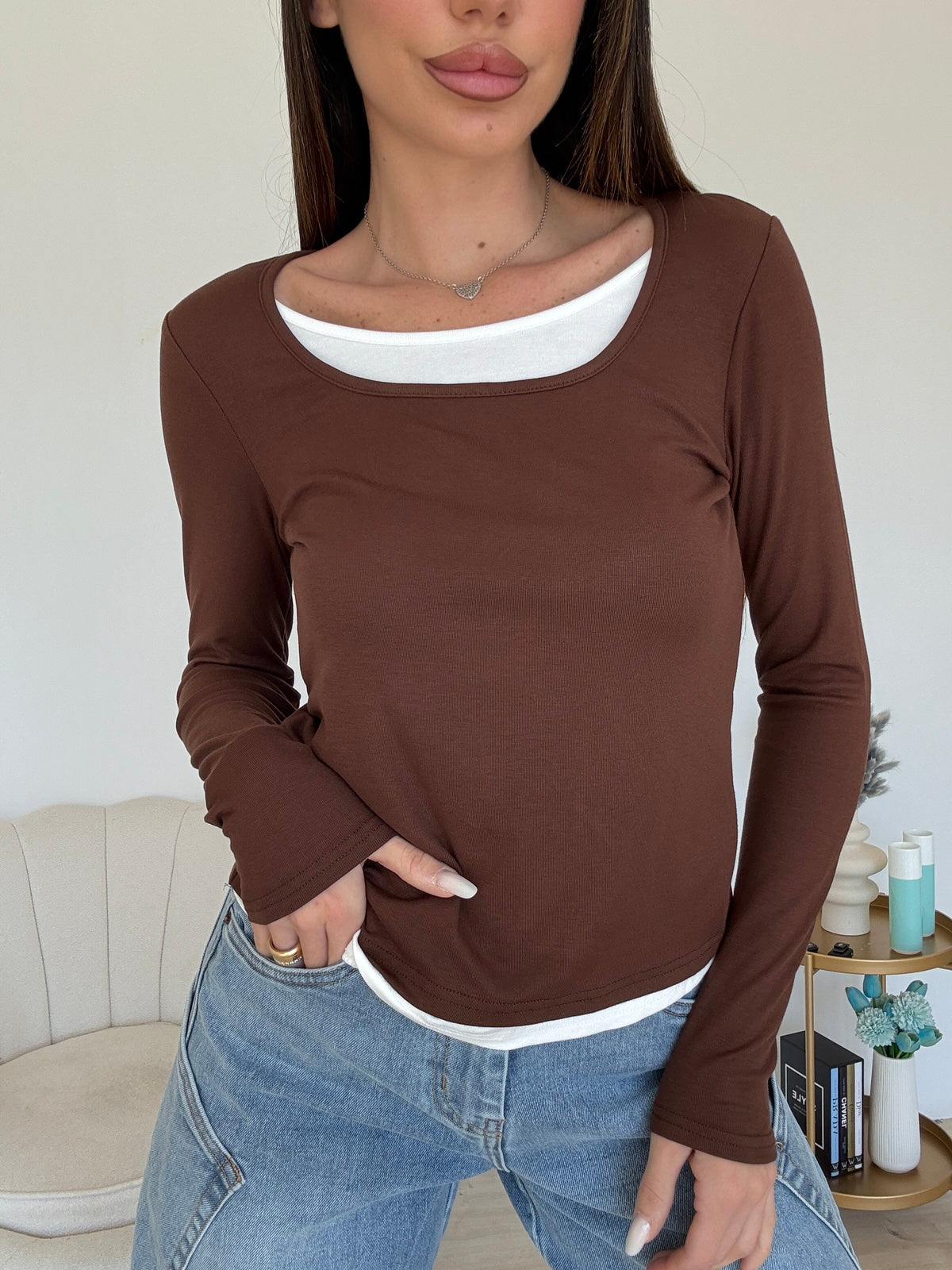 7737-MAGLIA ILLUSION CHOCO
