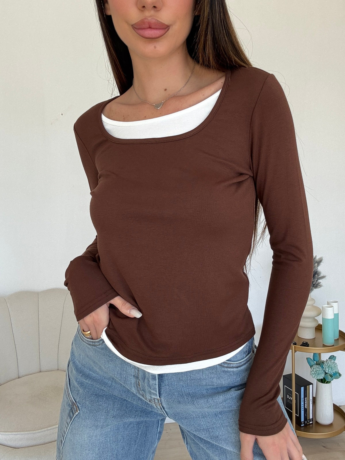 7737-MAGLIA ILLUSION CHOCO