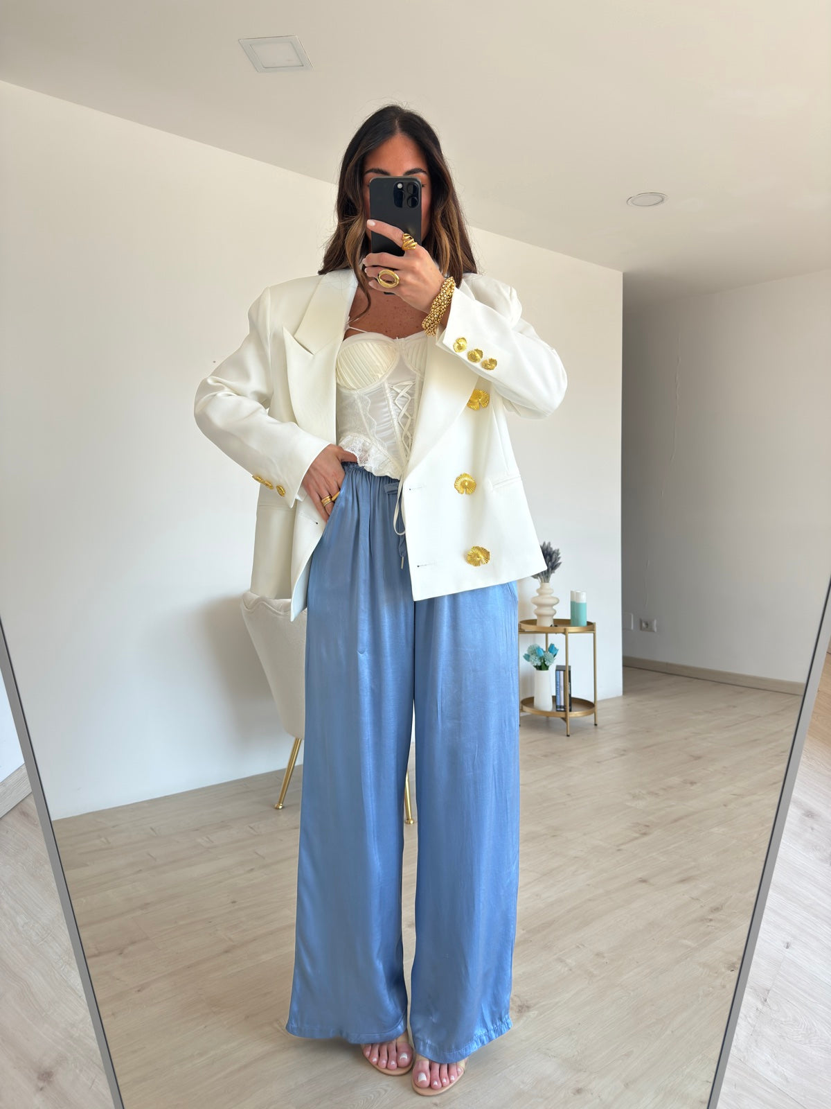 PANTALONE SATIN POLVERE