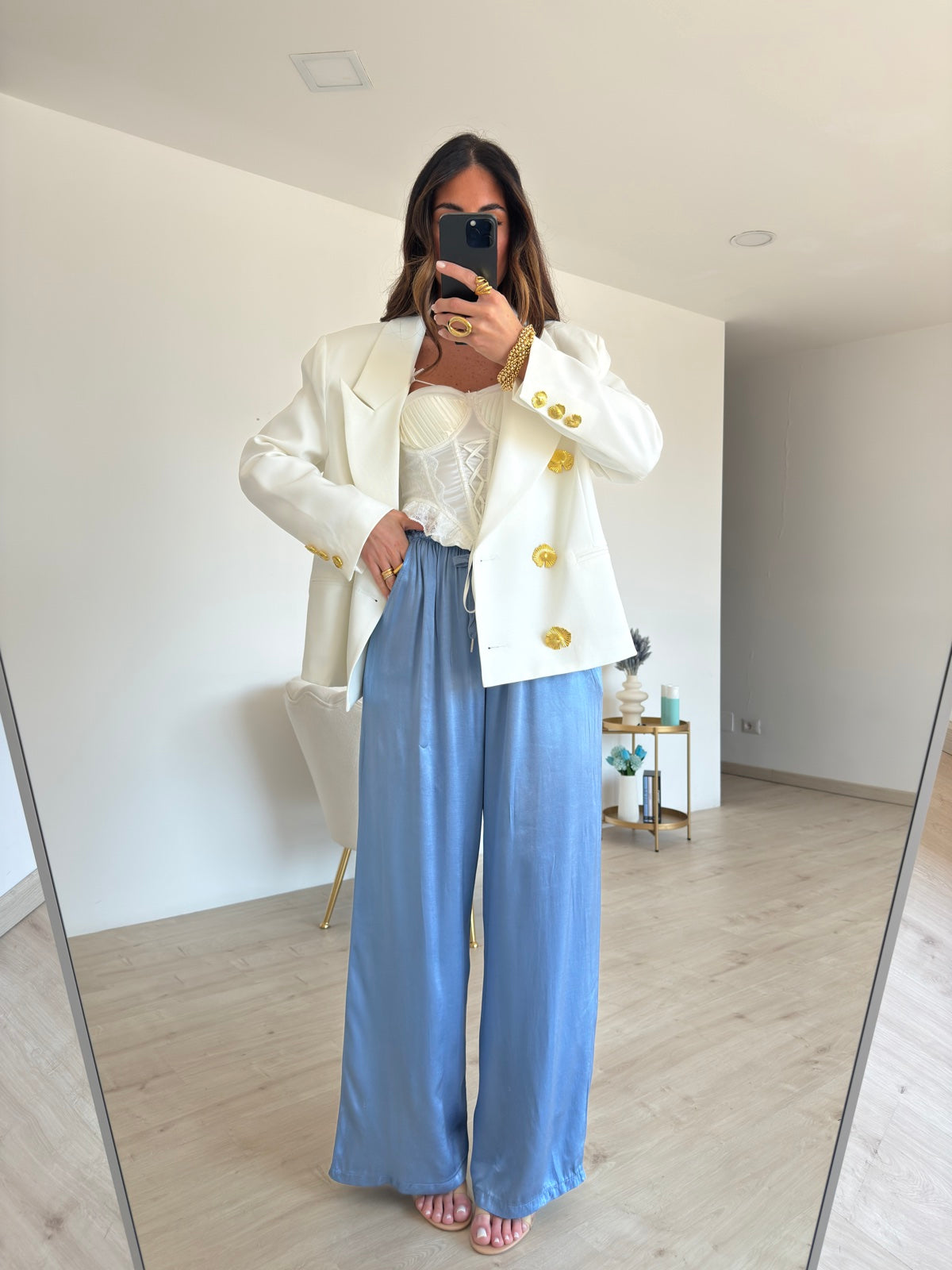 PANTALONE SATIN POLVERE