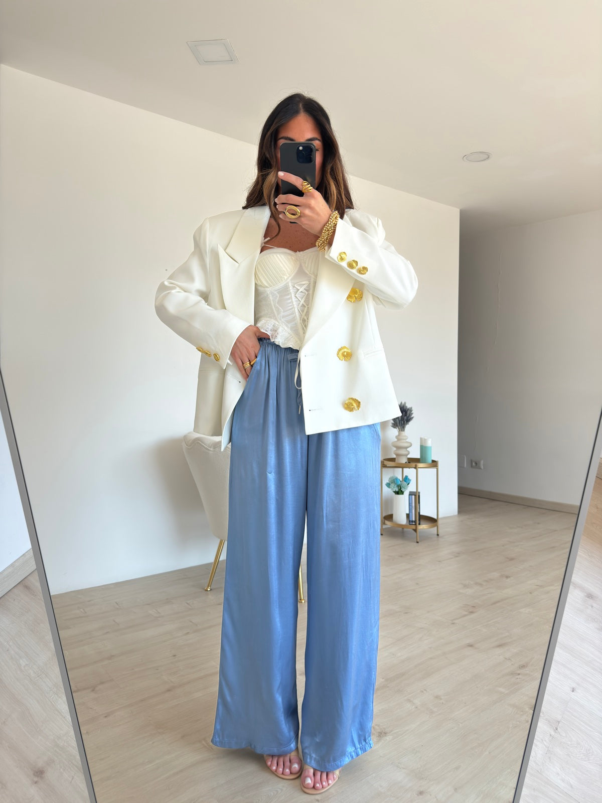 PANTALONE SATIN POLVERE