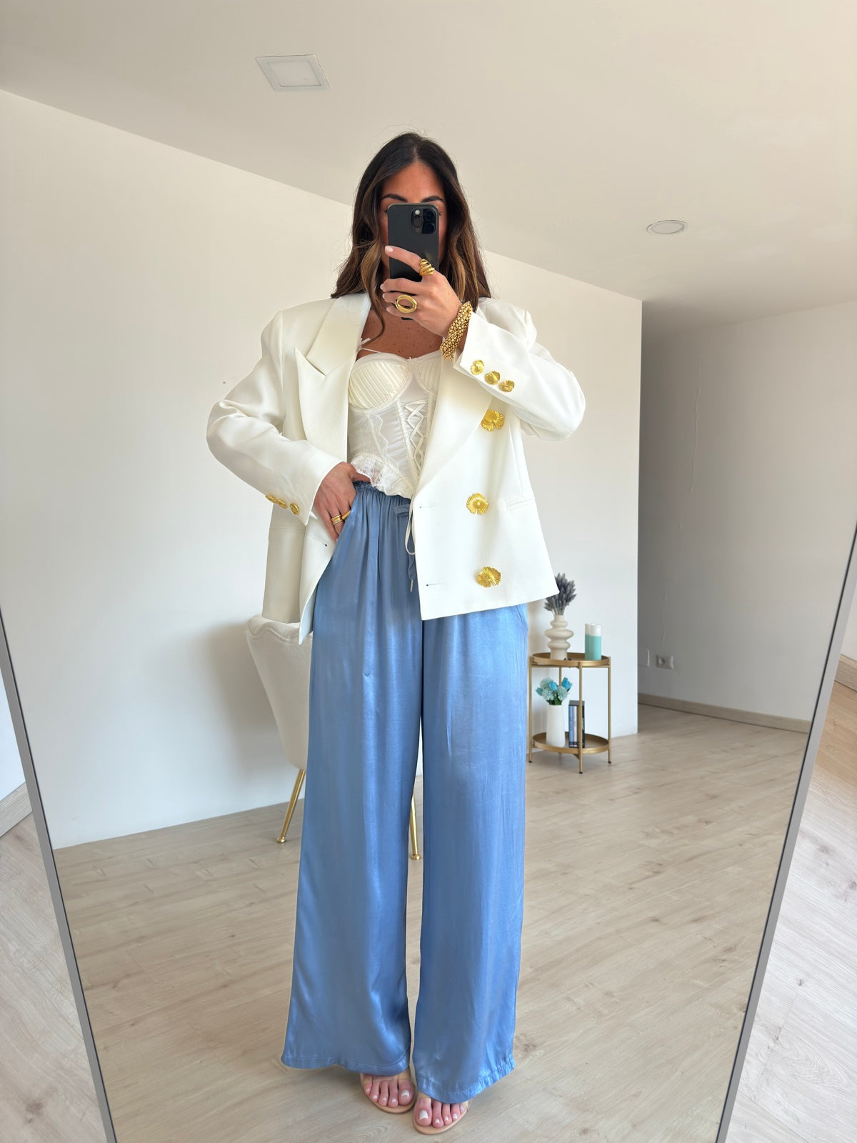 PANTALONE SATIN POLVERE