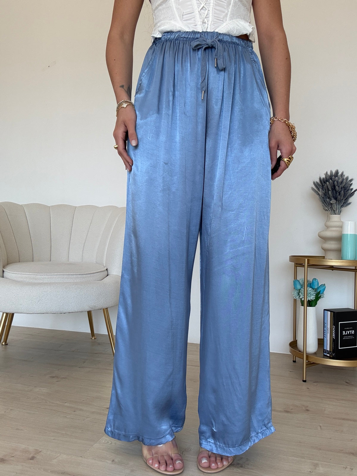 PANTALONE SATIN POLVERE