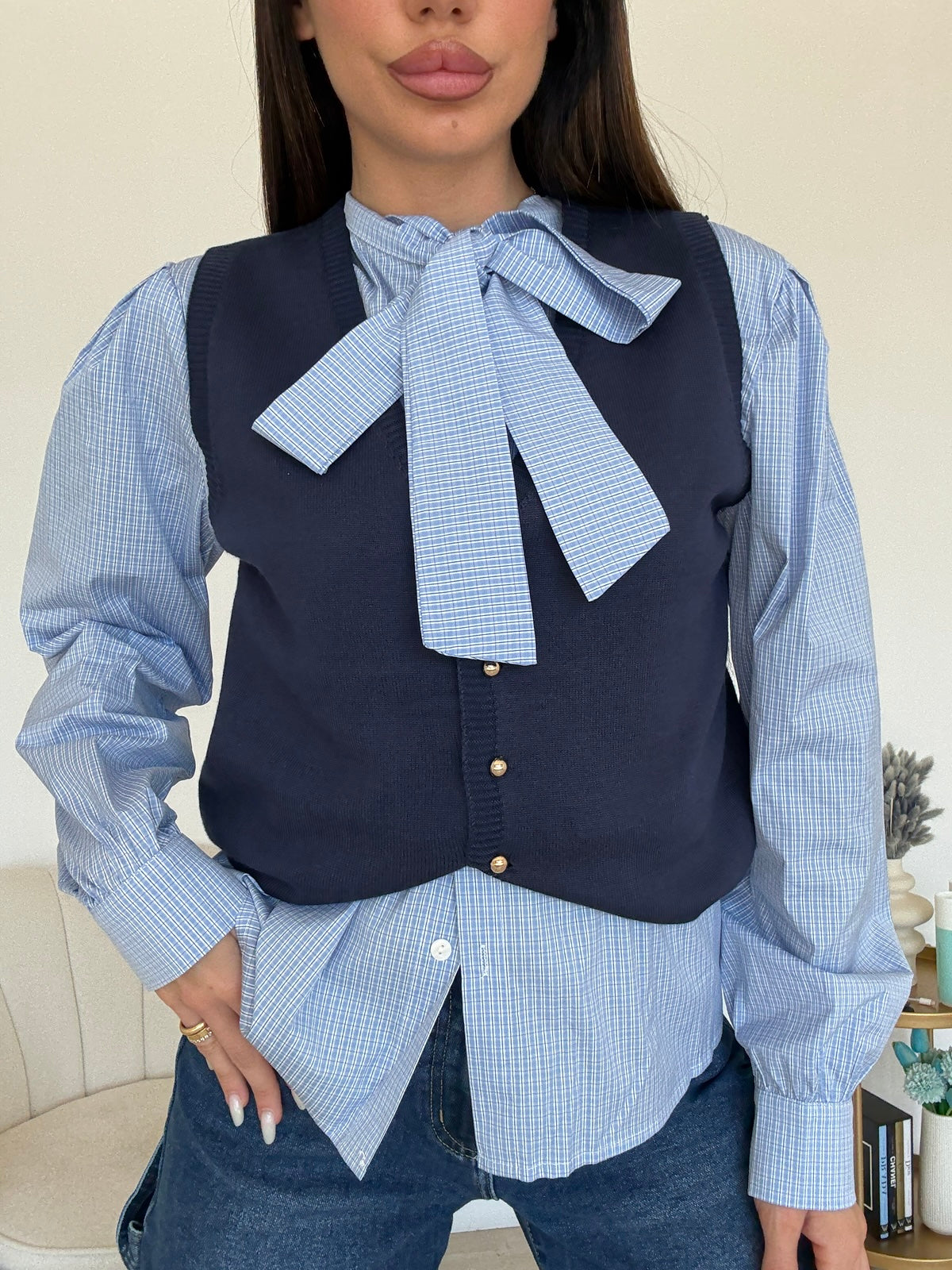TC1799-CAMICIA+GILET STATION NAVY