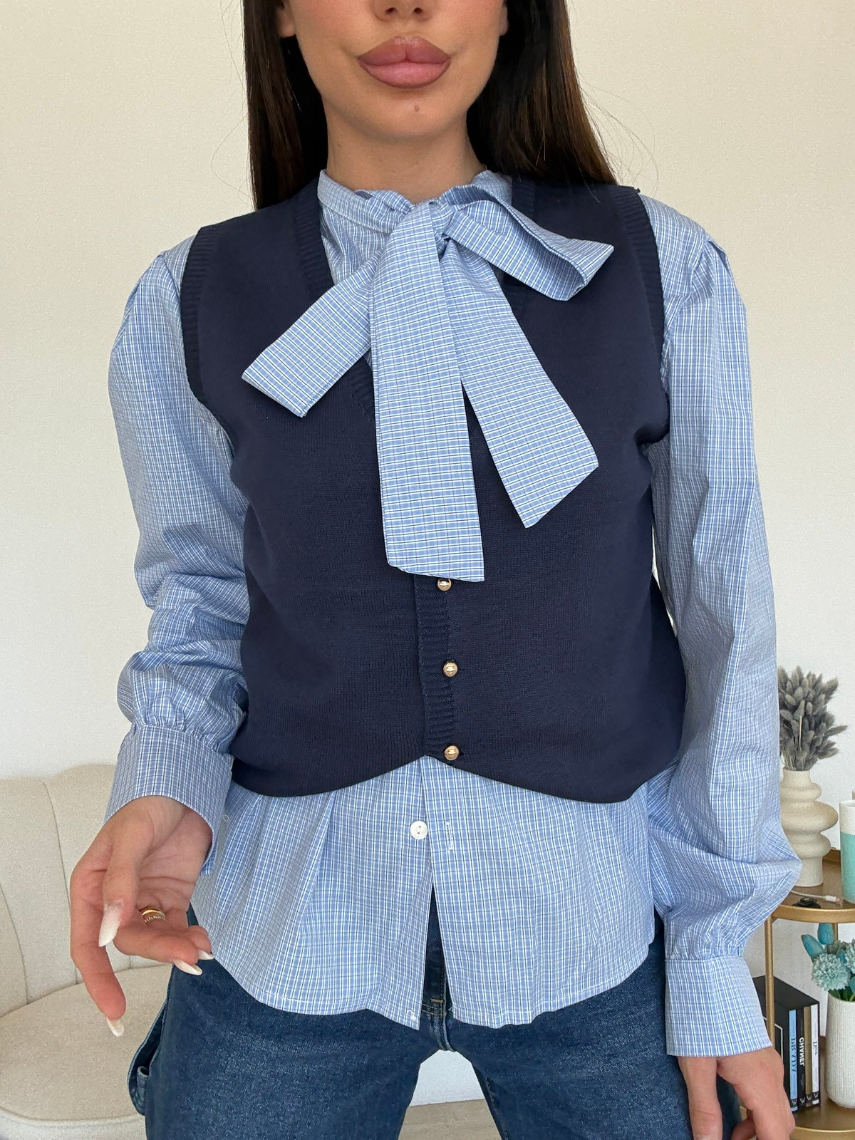 TC1799-CAMICIA+GILET STATION NAVY