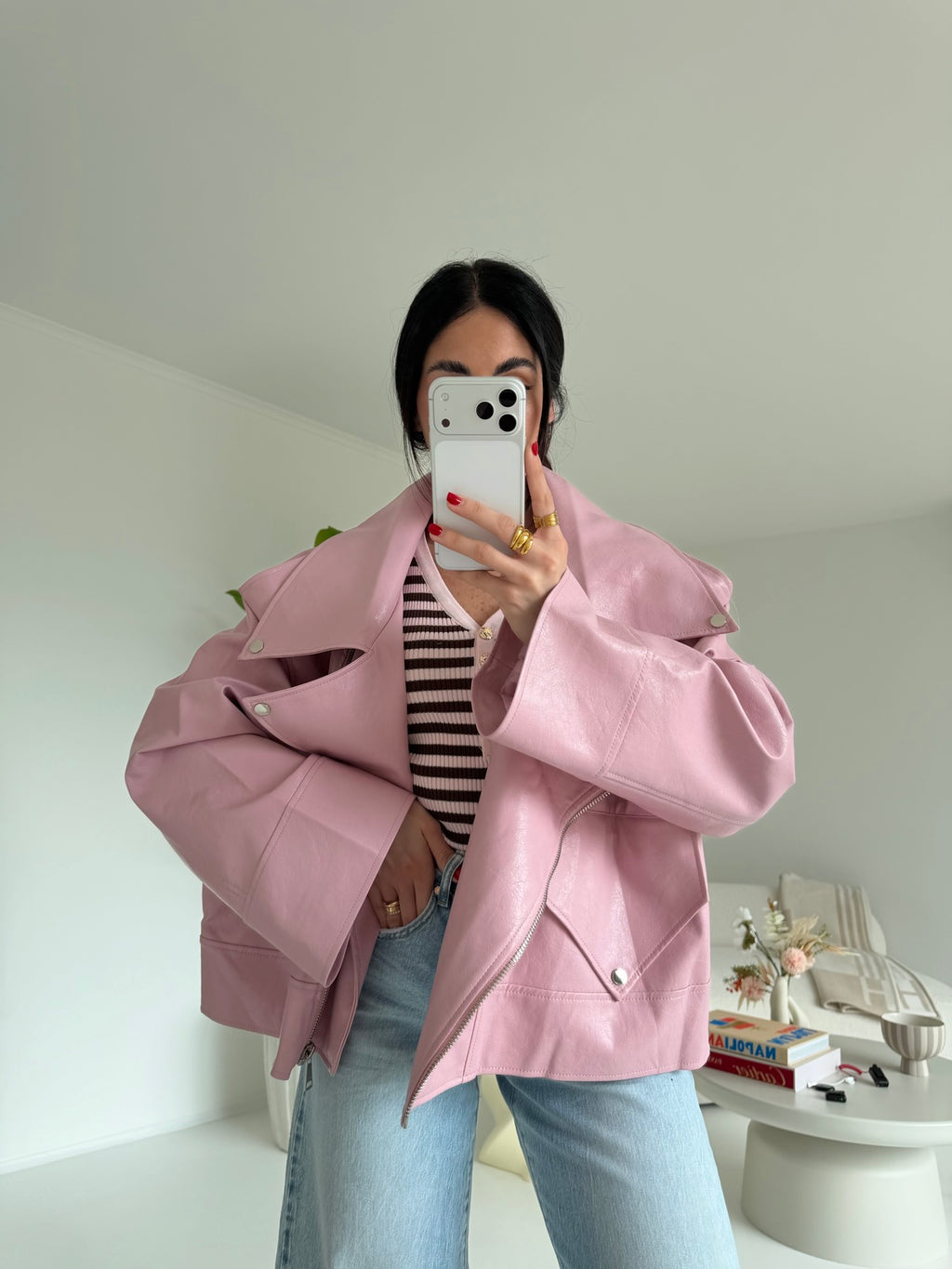 PU8020-1-BIKER ECOPELLE PINK