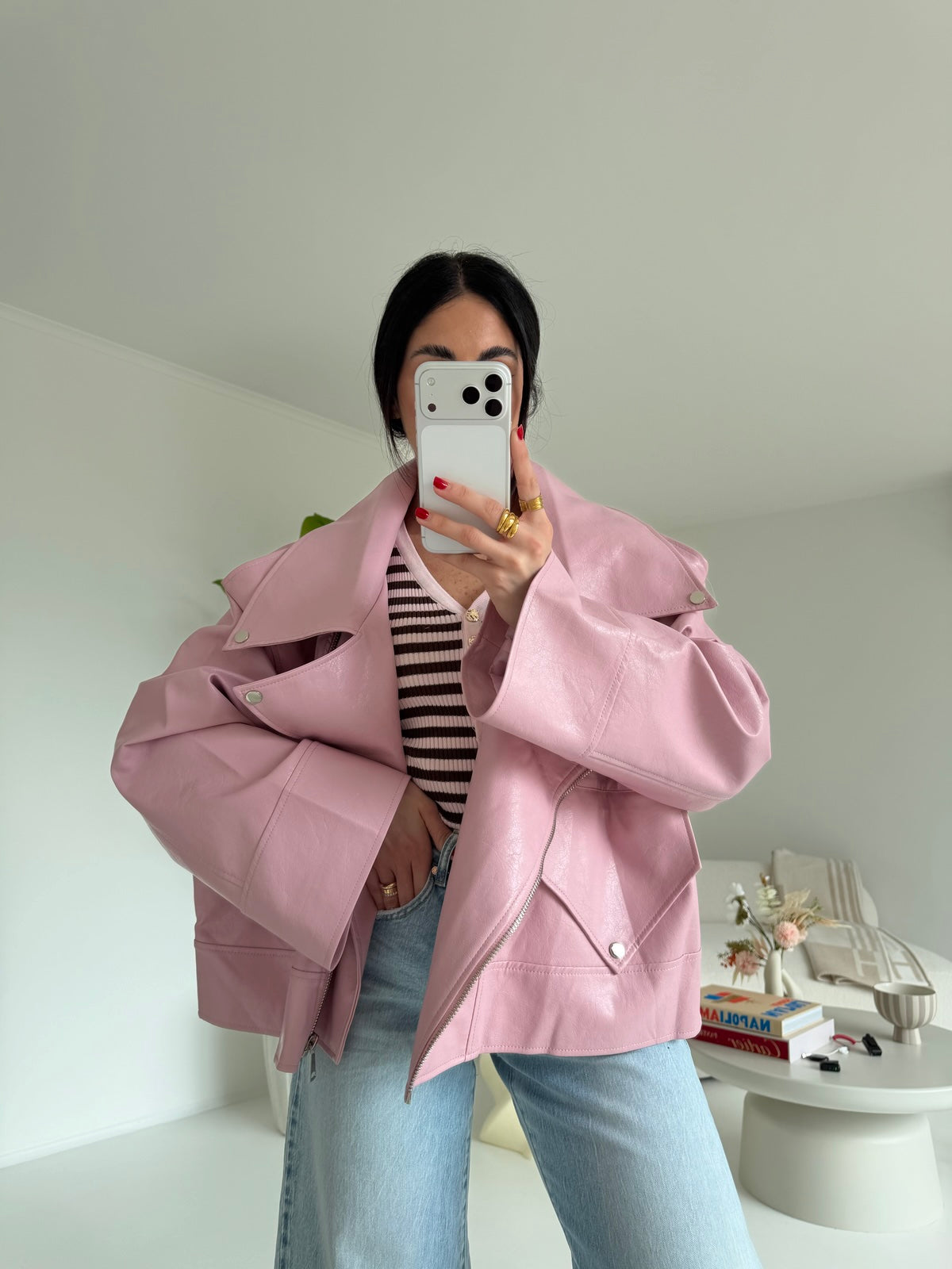 PU8020-1-BIKER ECOPELLE PINK